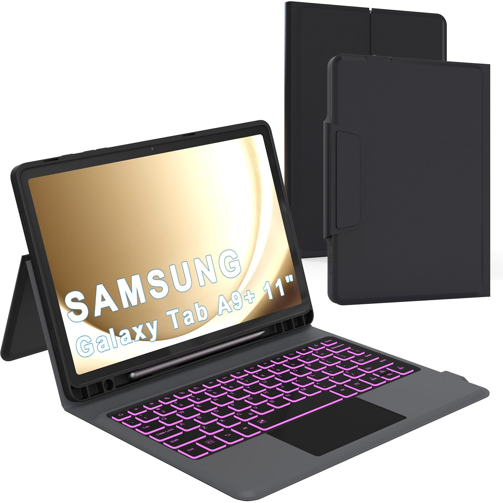 Keyboard Case For Samsung Galaxy Tab A9+ A9 Plus 11"" 7 Colors Backlit Trackpad Keyboard For 11 Inch Samsung Tab A9+ | Smart Touch Wireless Keyboard Folio Book Cover Tab A9 Plus (Sm-X210/X216/X218)