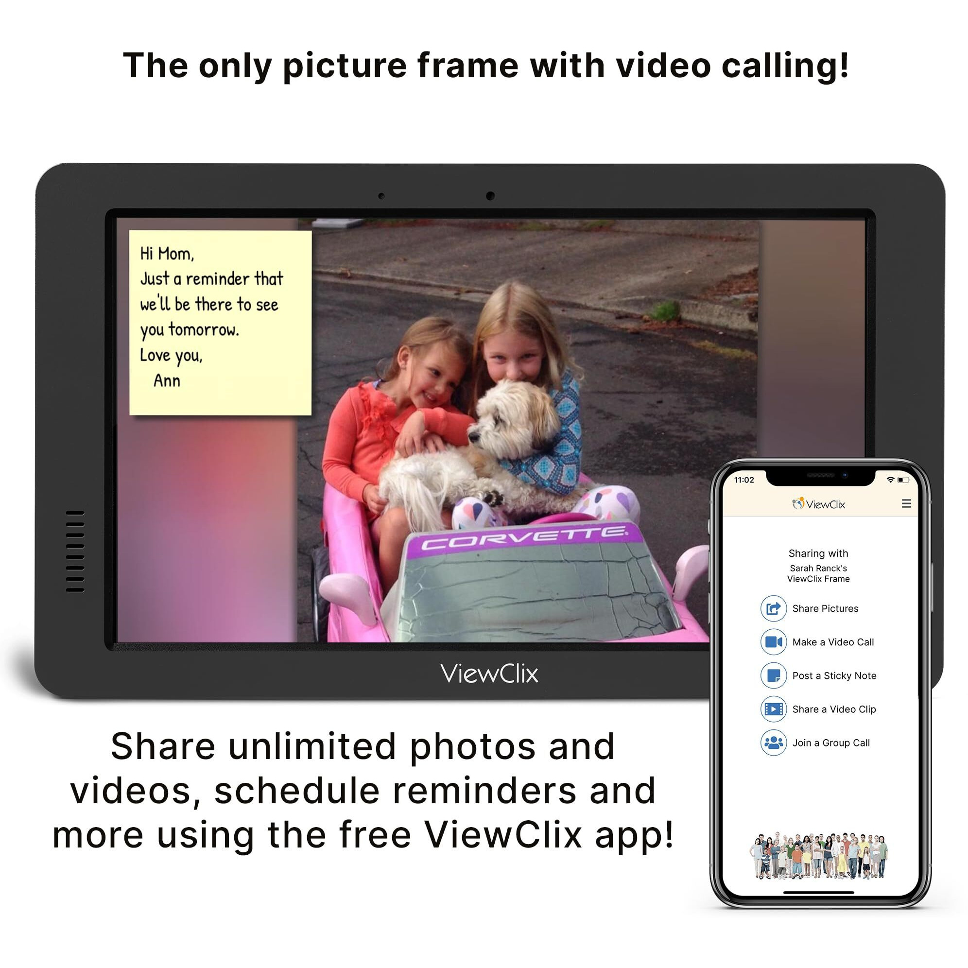 Smart Frame By Viewclix  The Digital Picture Frame With Video Calling | Share Photos & Videos | Add Captions | Designed For Grandparents | Share From Phone | 1 Month Membership Included  15.6