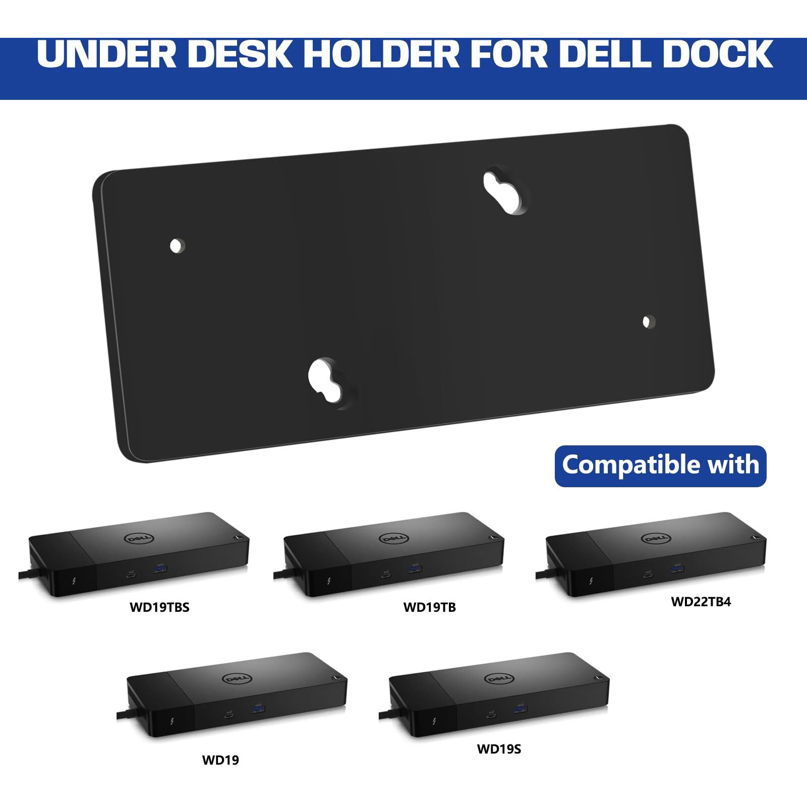 Under Desk Mount For Dell Wd19 / Wd19S / Wd19Tbs / Wd19Tb / Wd22Tb4 Dock + Power Bricks (For 180W And 130W)  Docking Station & Power Bricks Holder
