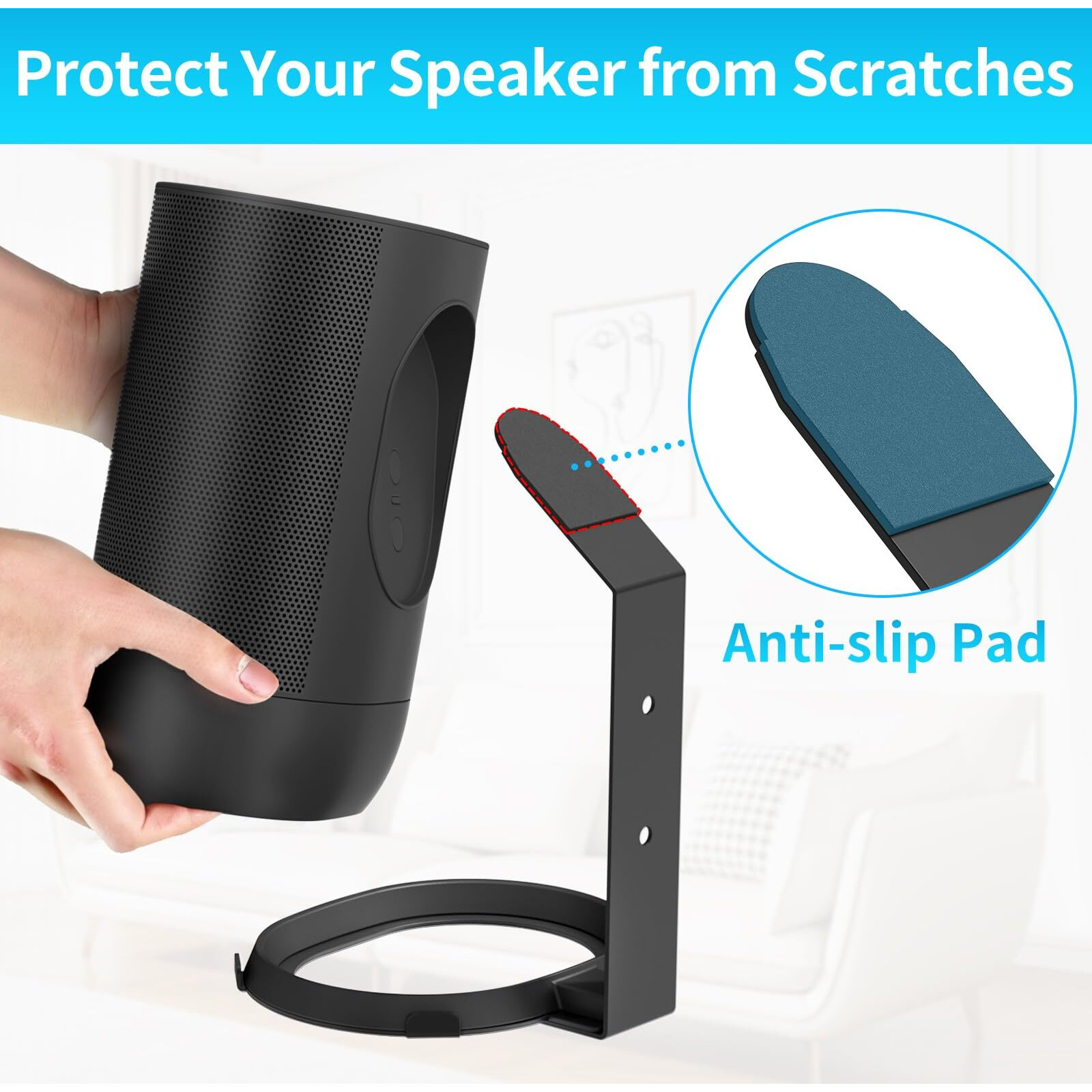 Yibracki Heavy-Duty Wall Mount Bracket For Sonos Move 2 And Move Mount Indoor/Outdoor Easy To Install Speaker Mount  Black