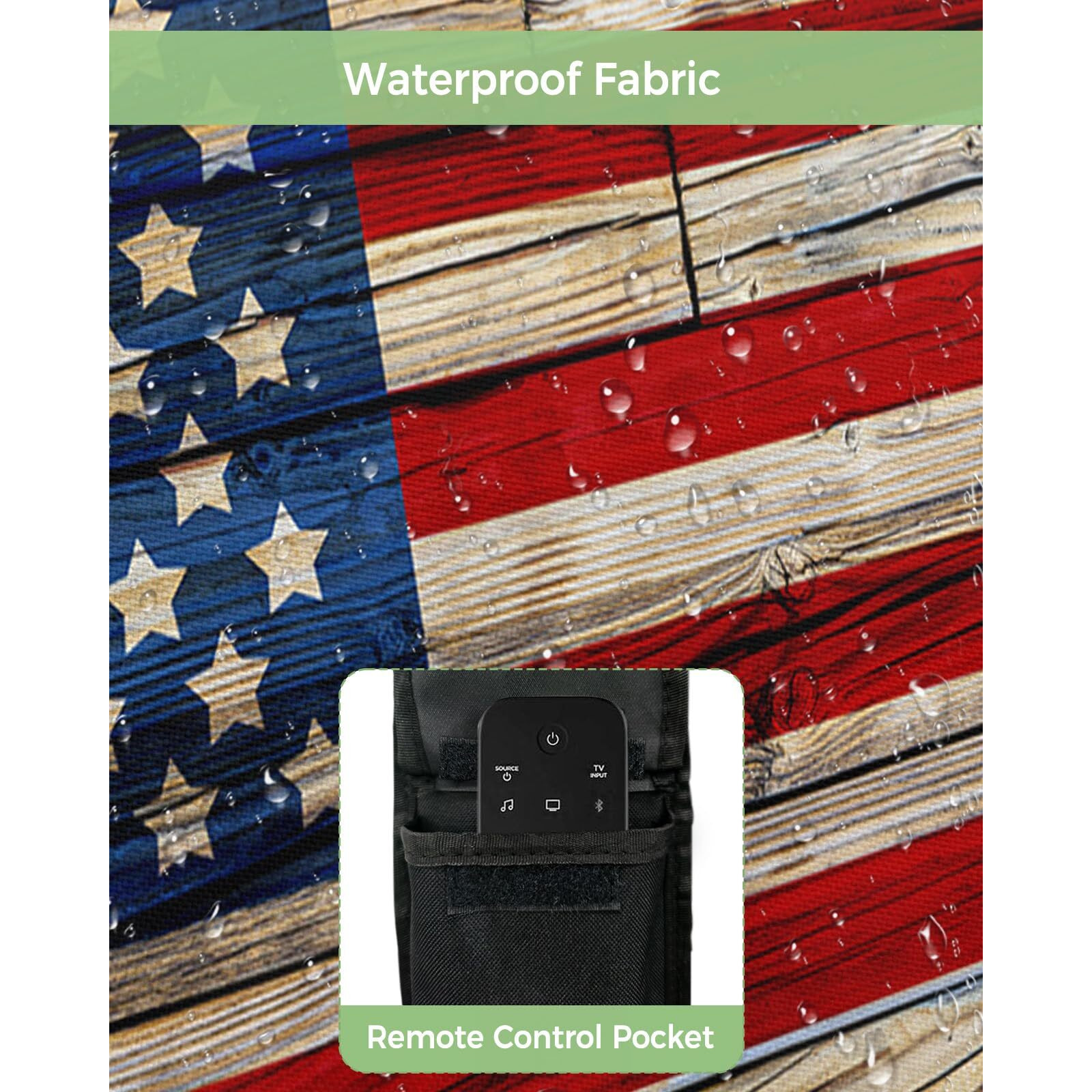 American Flag Outdoor Tv Cover 70 To 75 Inches Weatherproof & Waterproof  Red Striped Blue Star Outdoor Tv Enclosure With Remote Control Pocket  Vintage Wooden Tv Screen Protectors For Outside Tv