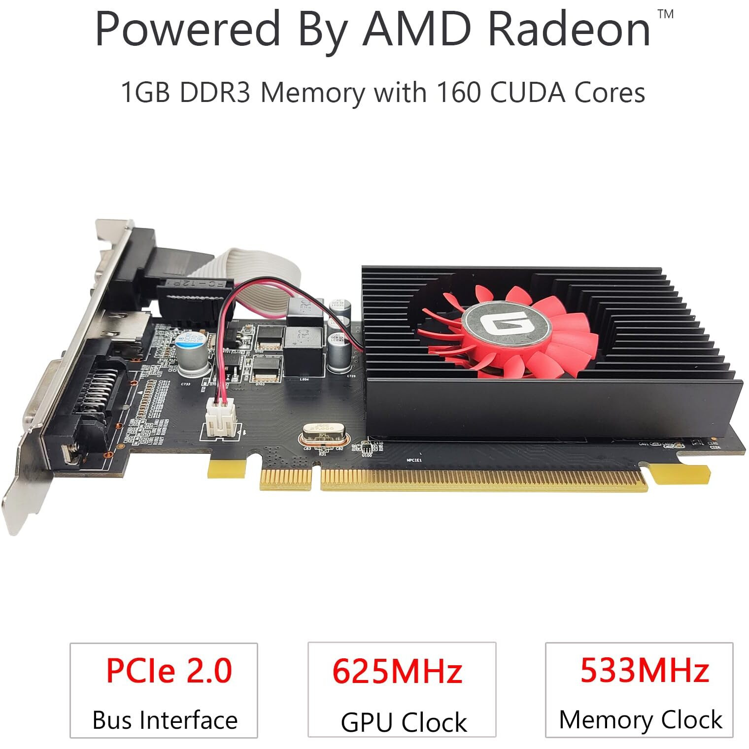 Glorto Radeon Hd 5450 1Gb Ddr3 Low Profile Graphics Card  Pci Express 2.0 X16  Hdmi/Vga/Dvi  Entry Level Gpu For Pc  Sff And Htpc