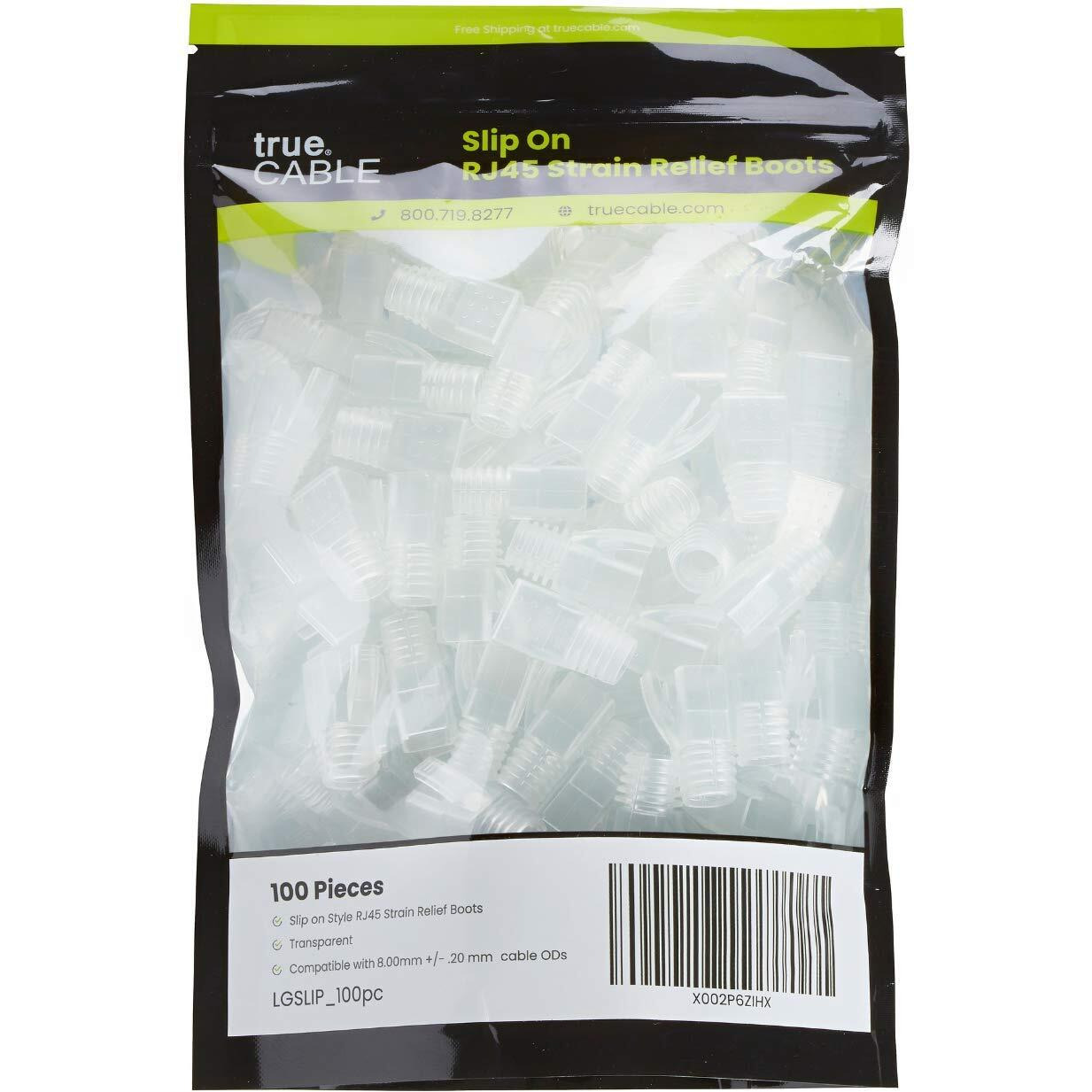 Truecable Rj45 Strain Relief Boots  8.0Mm Slip-On Pvc Plug Cover  Transparent  100 Pieces