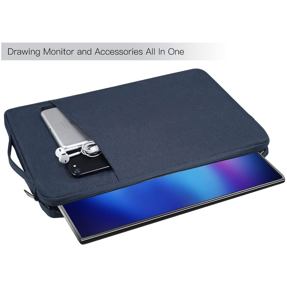 Portable Monitor Case 18.5 Inch 18 Inch Storage Sleeve Bag For Innoview Visonowl Uperfect Arzopa Most Large 18.5 Inch Portable Monitor Carrying Pouch Bag With Pocket Navy Blue(17.5X11.8 Inch)