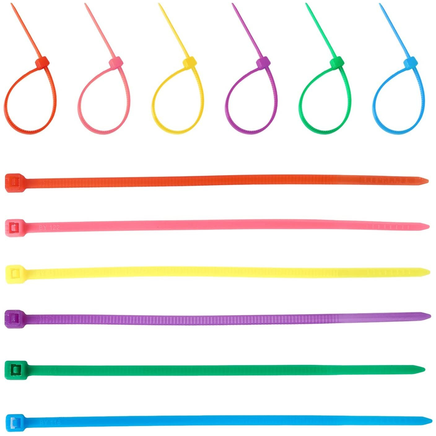 Qdishi 600Pcs Small Colored Zip Ties 8 Inch Multi-Color Zip Wire Tie For Deco Mesh Wreath Supplies  Colorful Plastic Ties Yellow  Blue  Red  Green  Pink  Purple Zip Ties (100 Per Color)