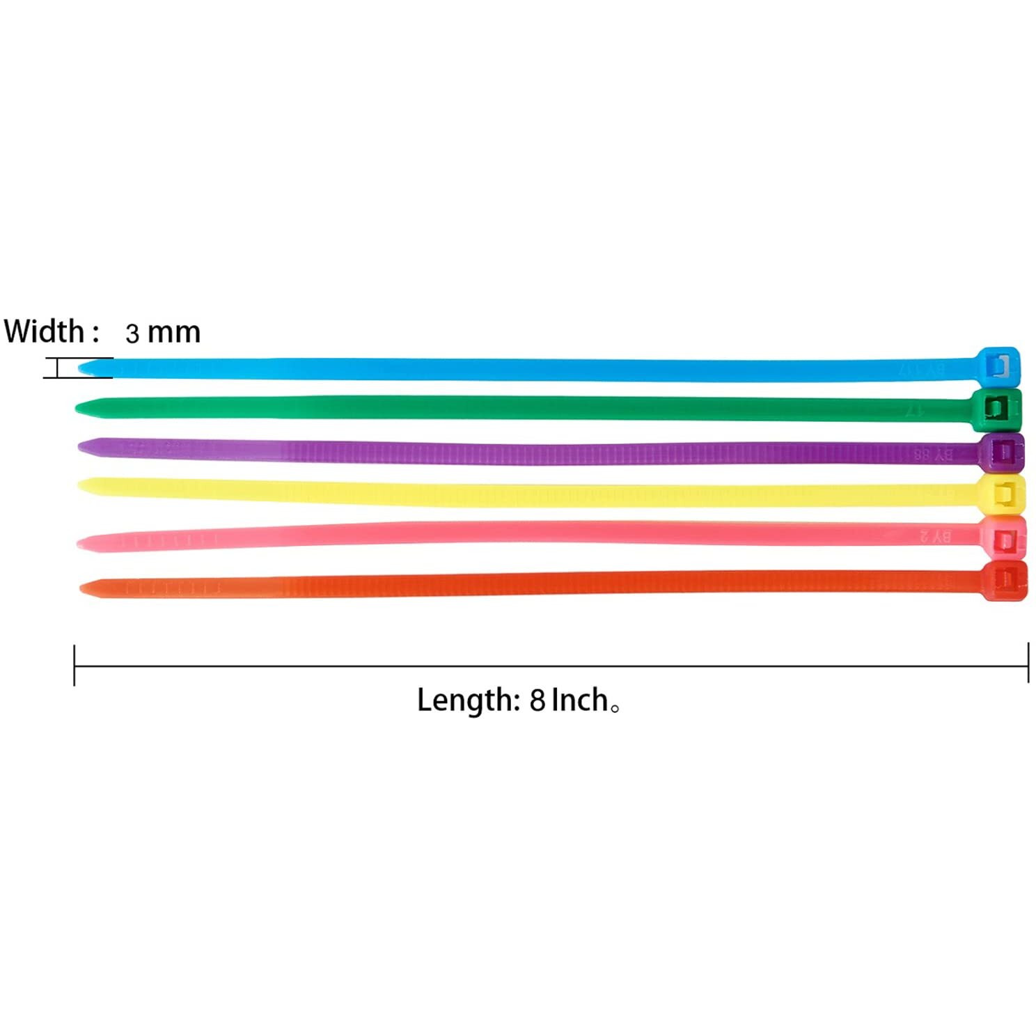 Qdishi 600Pcs Small Colored Zip Ties 8 Inch Multi-Color Zip Wire Tie For Deco Mesh Wreath Supplies  Colorful Plastic Ties Yellow  Blue  Red  Green  Pink  Purple Zip Ties (100 Per Color)