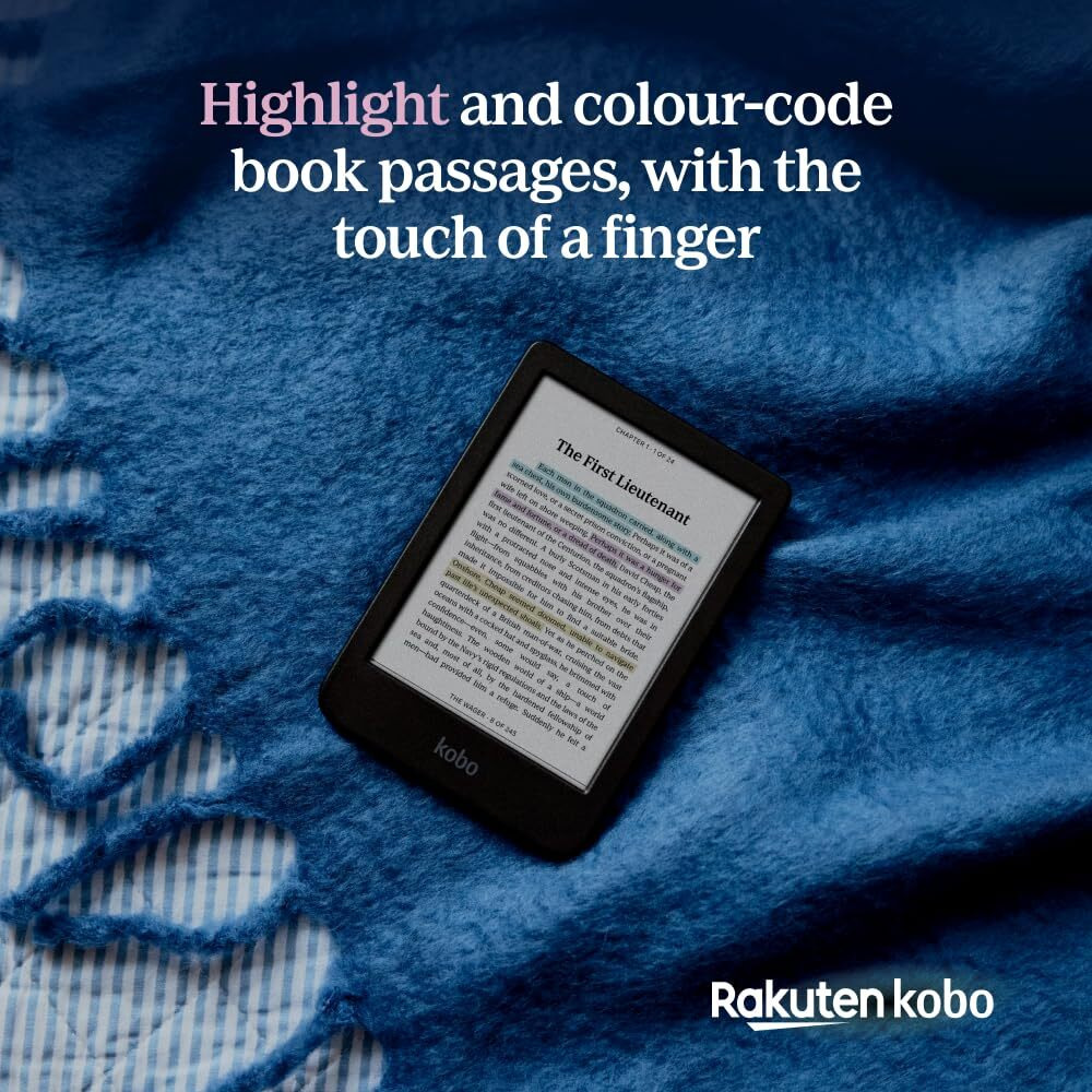 Kobo Clara Colour | Colour Ereader | 6  Glare-Free Colour E Ink Kaleido 3 Display | Dark Mode Option | Waterproof | Audiobooks | 16Gb Of Storage | Black