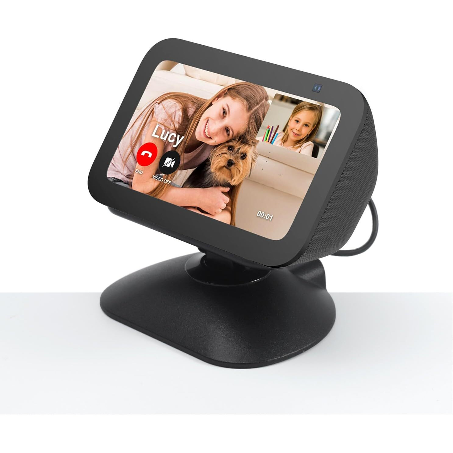 All-New Adjustable Charging Stand For Echo Show 5 (3Rd Gen)  Tilt + Swivel Stand Multi Angle Rotation Magnetic Anti-Slip Base For Show 5 Compatible With Mobile Phones  Can Charge Headphones (Black)