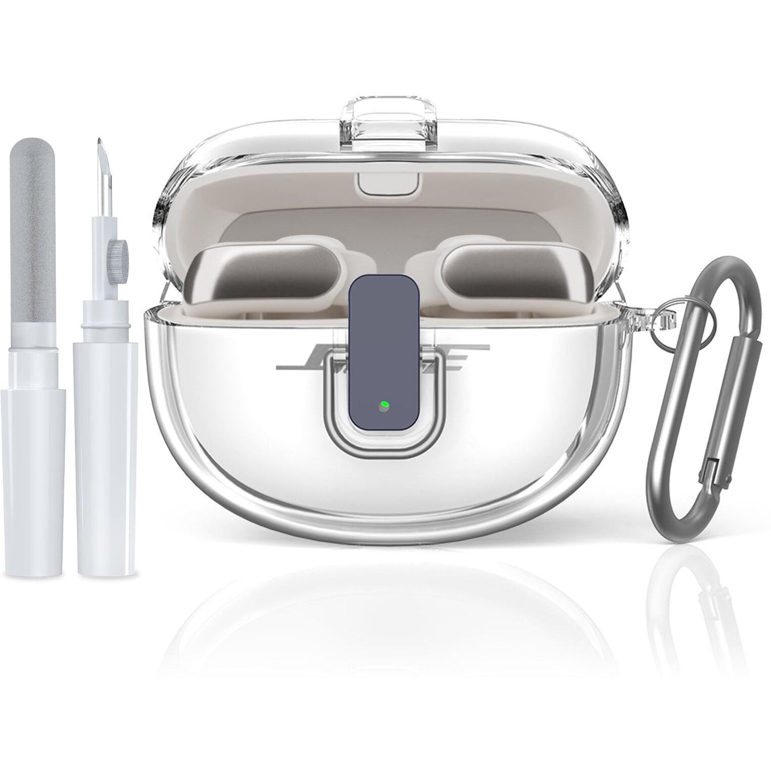 [Secure Lock] For Bose Ultra Open Earbuds Case(2024)  Tudiow Clear Tpu Shockproof Protective Cover For Bose Open Ear Wireless Earbuds Accessories With Cleaning Kit& Keychain (Clear)