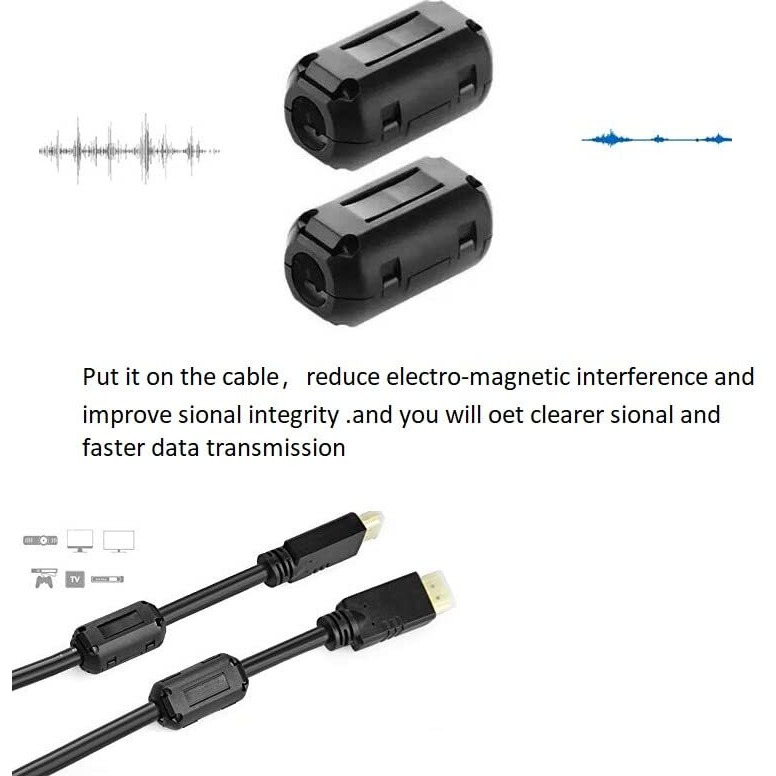 Clip-On Noise Filter Vskey [10Pcs 7.0Mm] Anti-Interference High-Frequency Ferrite Core Choke Clip For Speakers Video Radio Amplifier Home Audio Device Noise Suppressor (0.275 Inch Inner Diameter)
