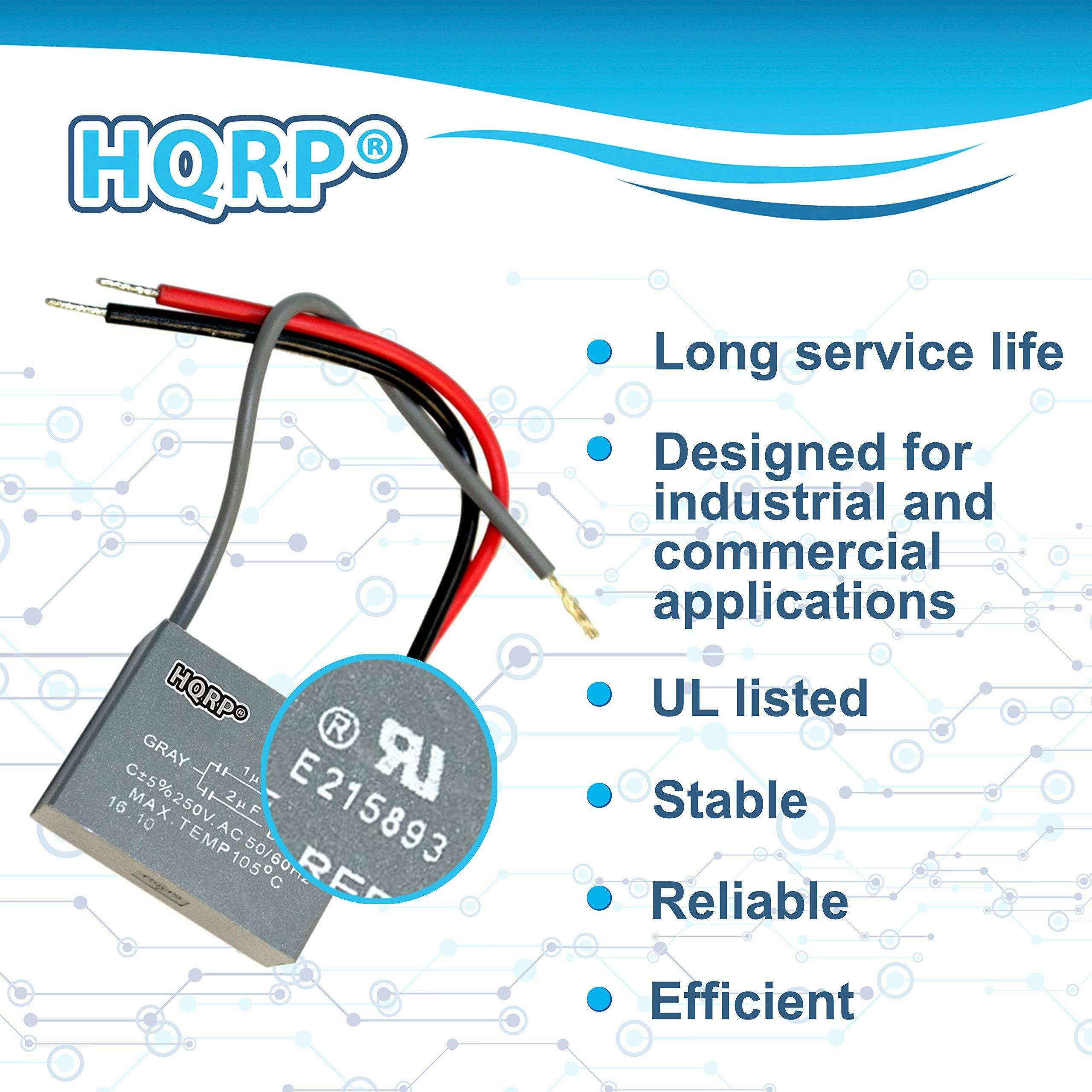 Hqrp 2-Pack Ceiling Fan Capacitor Cbb61 2.5Uf+3.5Uf+4Uf 5-Wire Ul Listed