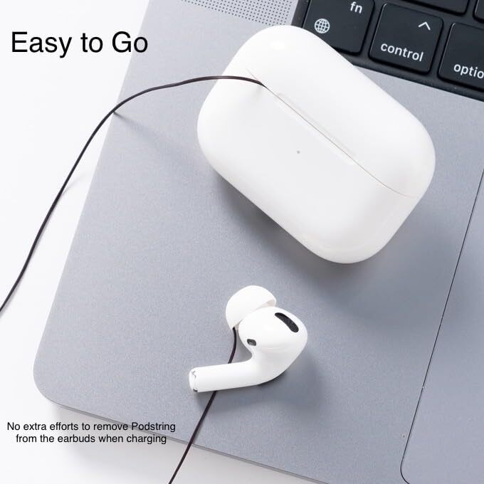 Podstring New Version Of Anti-Lost Strap For Wireless In-Ear Earbuds (Black) (Airpods Pro 1St & 2Nd  Sony  Beats  Samsung  Bose) (Not For Airpods 2Nd & 3Rd)