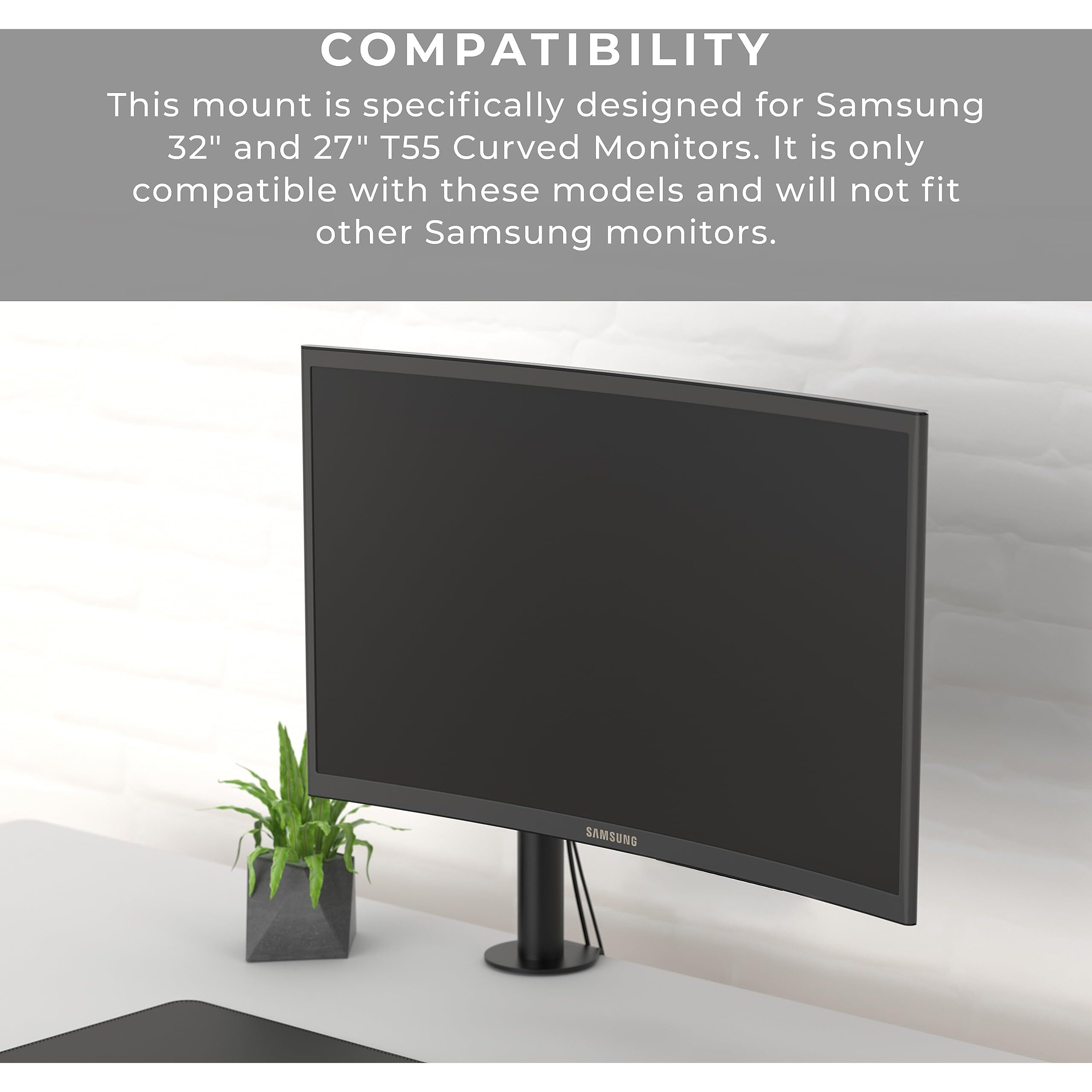 Humancentric Vesa Mount Adapter For Samsung Curved Monitor Mount T55 Series 27  And 32  Monitors  Vesa Adapter Bracket Mounts Monitor To Vesa Stand  Arm  Desk Mount With 75X75 Or 100X100 Mm Plate