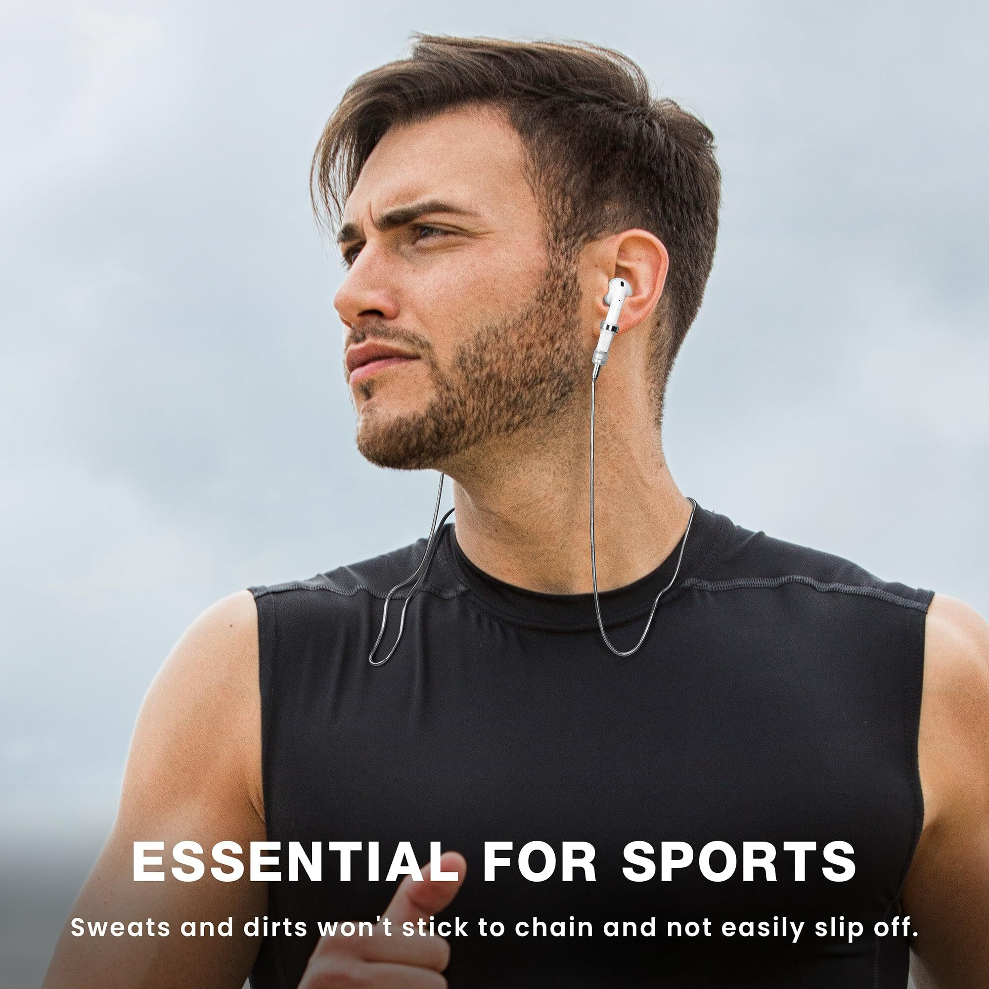 Lawonda Anti-Lost Neck Strap For Airpods  Strong Magnetic Necklace Holder String  Sports Lanyard For Headphone Compatible With Airpods 1&2/ Pro /3Rd /Pro 2 S Silver