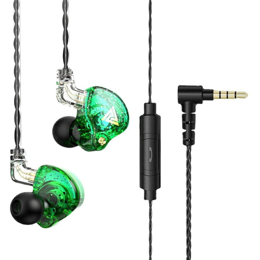 Cnwujass Qkz Ak6 Pro Wired Earphone  11Mm Strong Magnetic Dynamic Headphone  Sports Running Earbuds  In Ear Dj Music Headset With Microphone (Green)