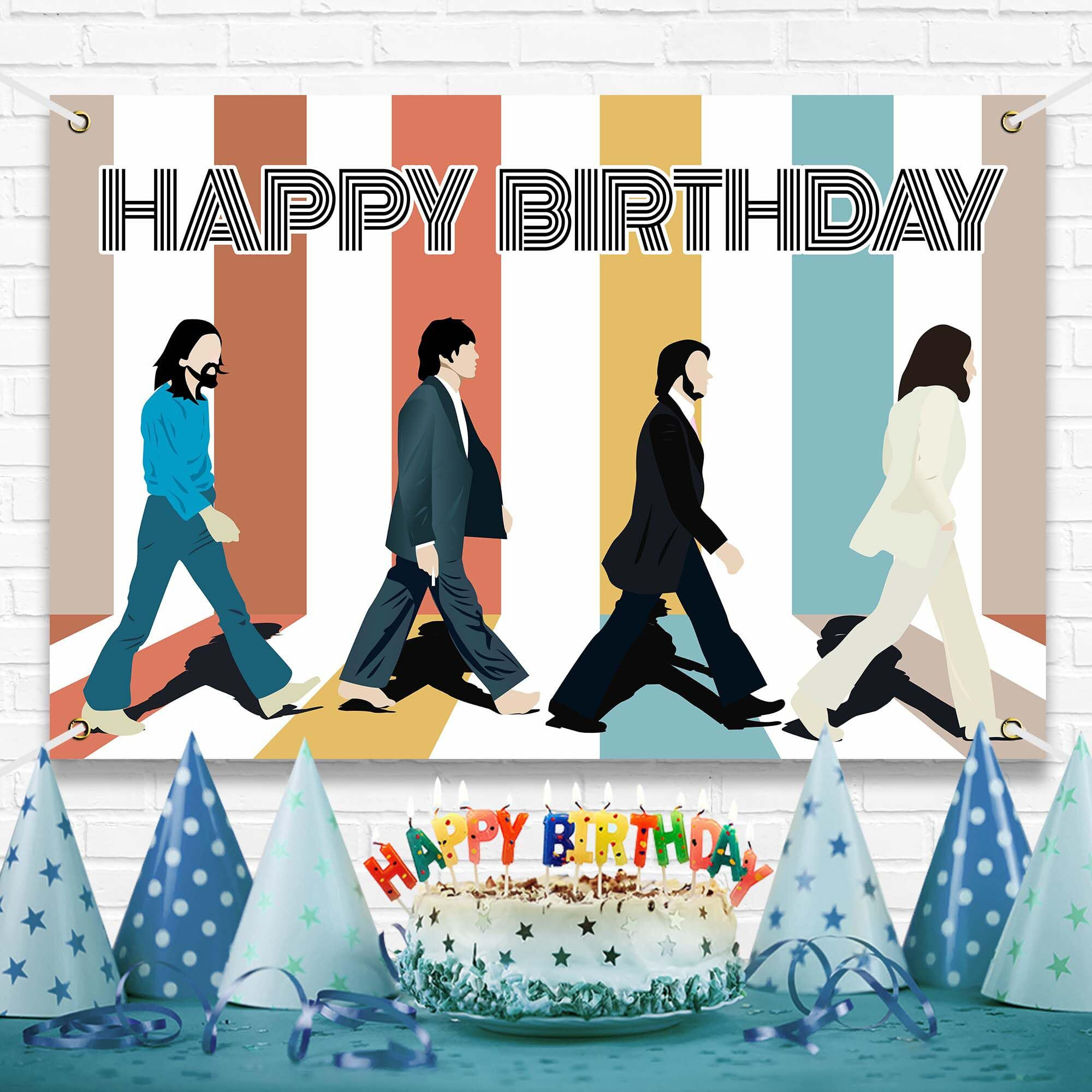 Rock N Roll Happy Birthday Banner Backdrop Musical Artist Music Album Cover Theme Background Decor For Vocalist Drummer Guitarist Bassist Birthday Party Favors Decorations Supplies 70.8X47.2In-Beckten