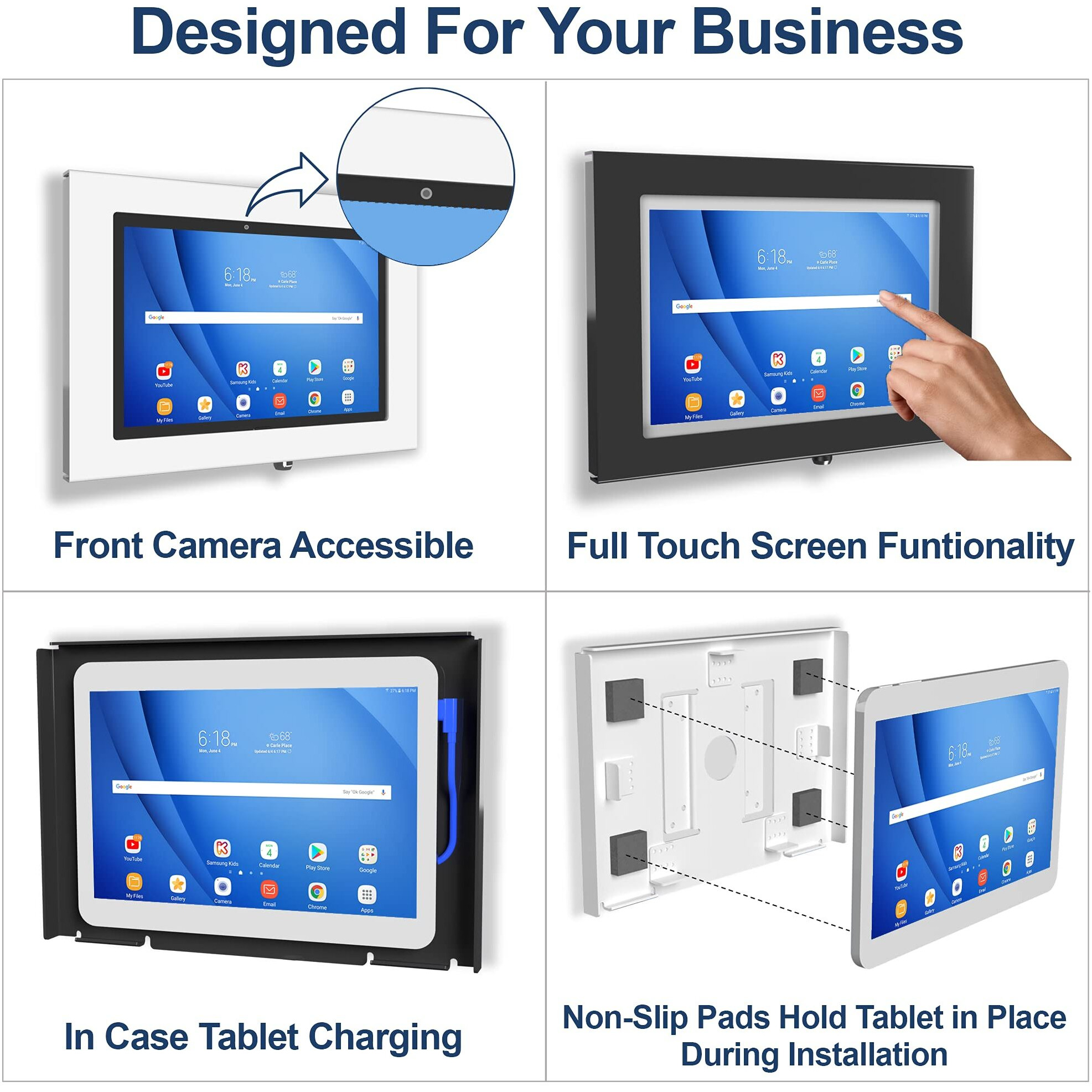 Tabcare Locking Anti-Theft Metal Case For Samsung Galaxy Tab S9 Fe 10.9  S7/S8/S9 11 For Kiosk  Pos  Store  Show Display  Time Clock (Tab S9 Fe  Black)