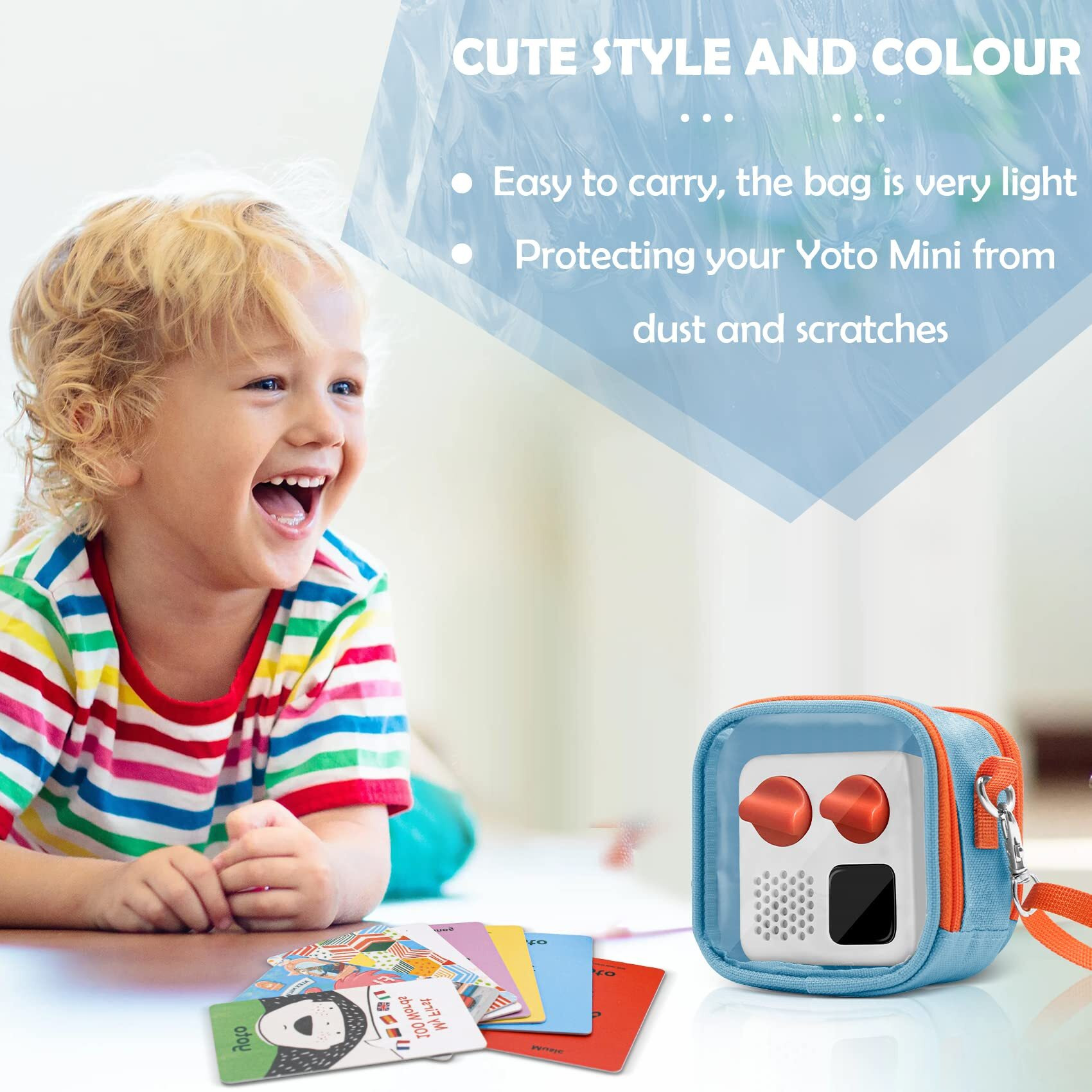 Transparent Carrying Case For Yoto Mini - Audio Music Players  Portable Storage Small Bag Compatible With Yoto Mini And Cards  Mini Organizer With Hand Strap And Adjustable Shoulder Strap Blue