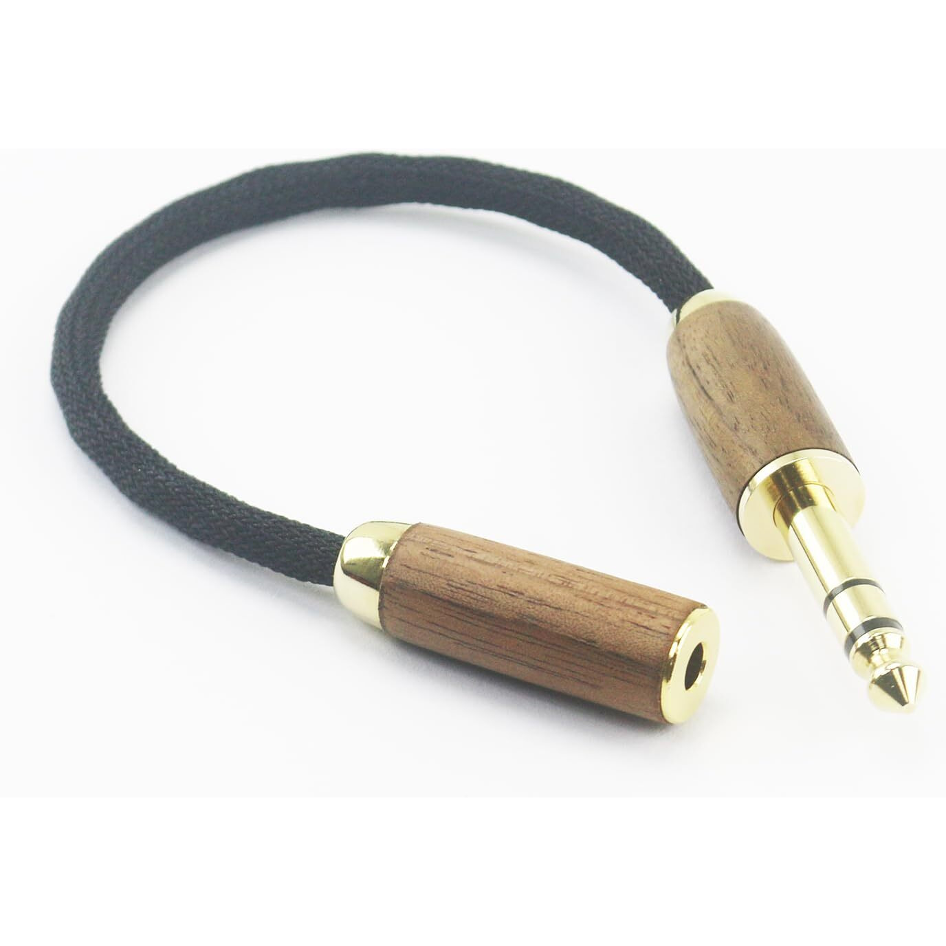 Newfantasia 6.35Mm 1/4"" Male To 4.4Mm Balanced Female Headphone Audio Adapter Cable Od 5Mm 6N Occ Copper Single Crystal Silver Plated Wire Walnut Wood Shell 6.35Mm Male To 4.4Mm Female