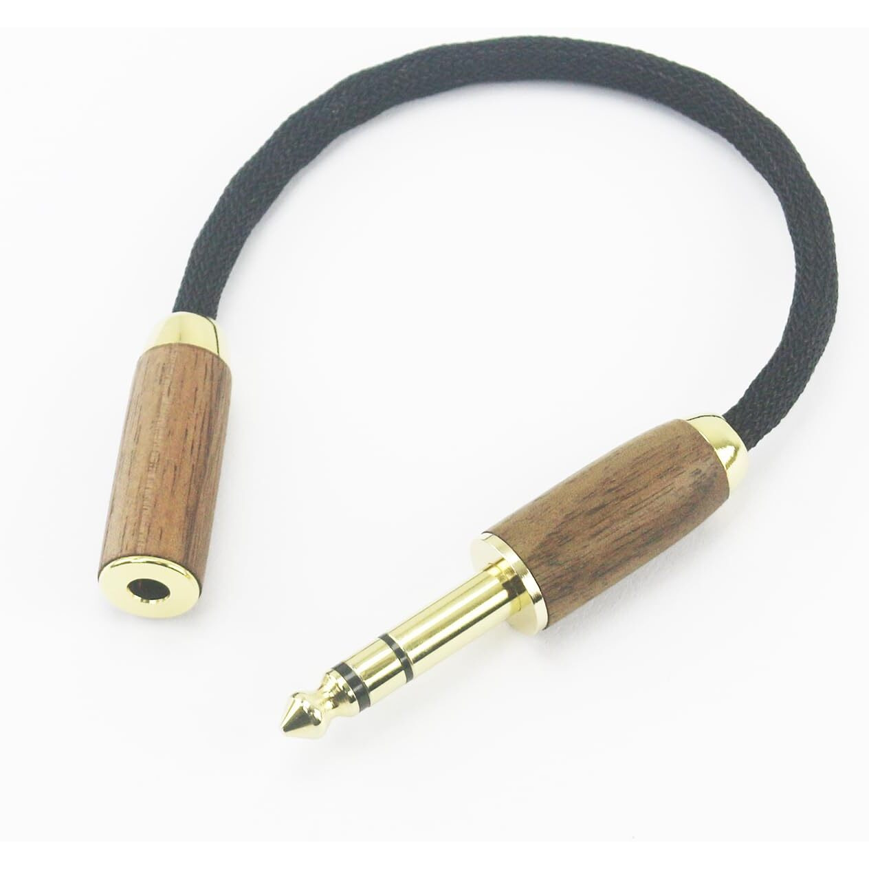 Newfantasia 6.35Mm 1/4"" Male To 4.4Mm Balanced Female Headphone Audio Adapter Cable Od 5Mm 6N Occ Copper Single Crystal Silver Plated Wire Walnut Wood Shell 6.35Mm Male To 4.4Mm Female