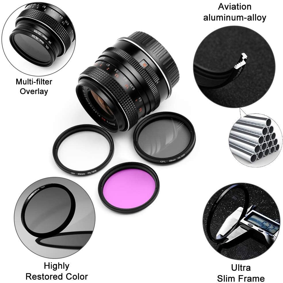55Mm Filter Kit Universal Uv Cpl Fld Filter Set Uv Protection Filter Circular Polarizing Filter Fluorescent Filter With Lens Cap Replacement For Canon Nikon Sony Pentax Olympus Fuji Camera