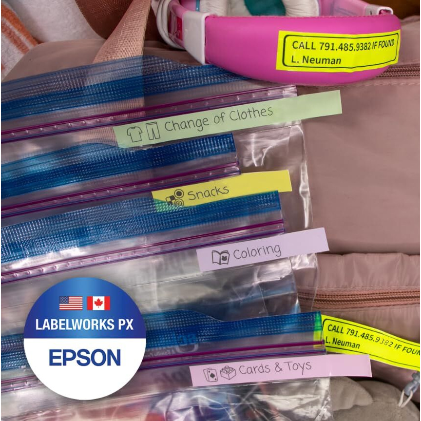 Epson Labelworks 212Fypx Pet (Polyester) Tape Cartridge - Black On Fluorescent Yellow Designer Craft Label Maker Tape - 1/2"" (12Mm) Wide  16'
