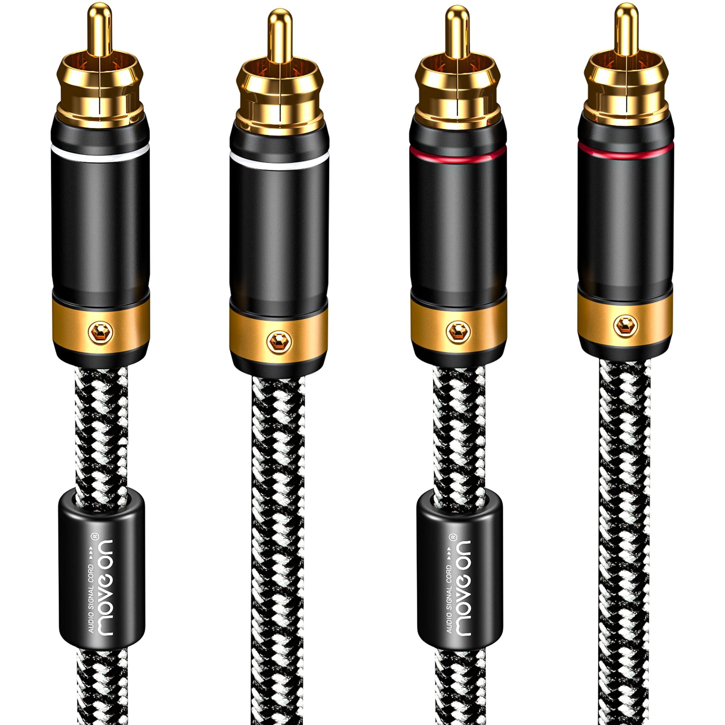 Wekuant Audiophile Rca Cable 4.9Ft(1.5M)  2 Rca Male To 2 Rca Male Hifi System Silvered-Plated Copper Core With Ferrite Cores  2 Pack