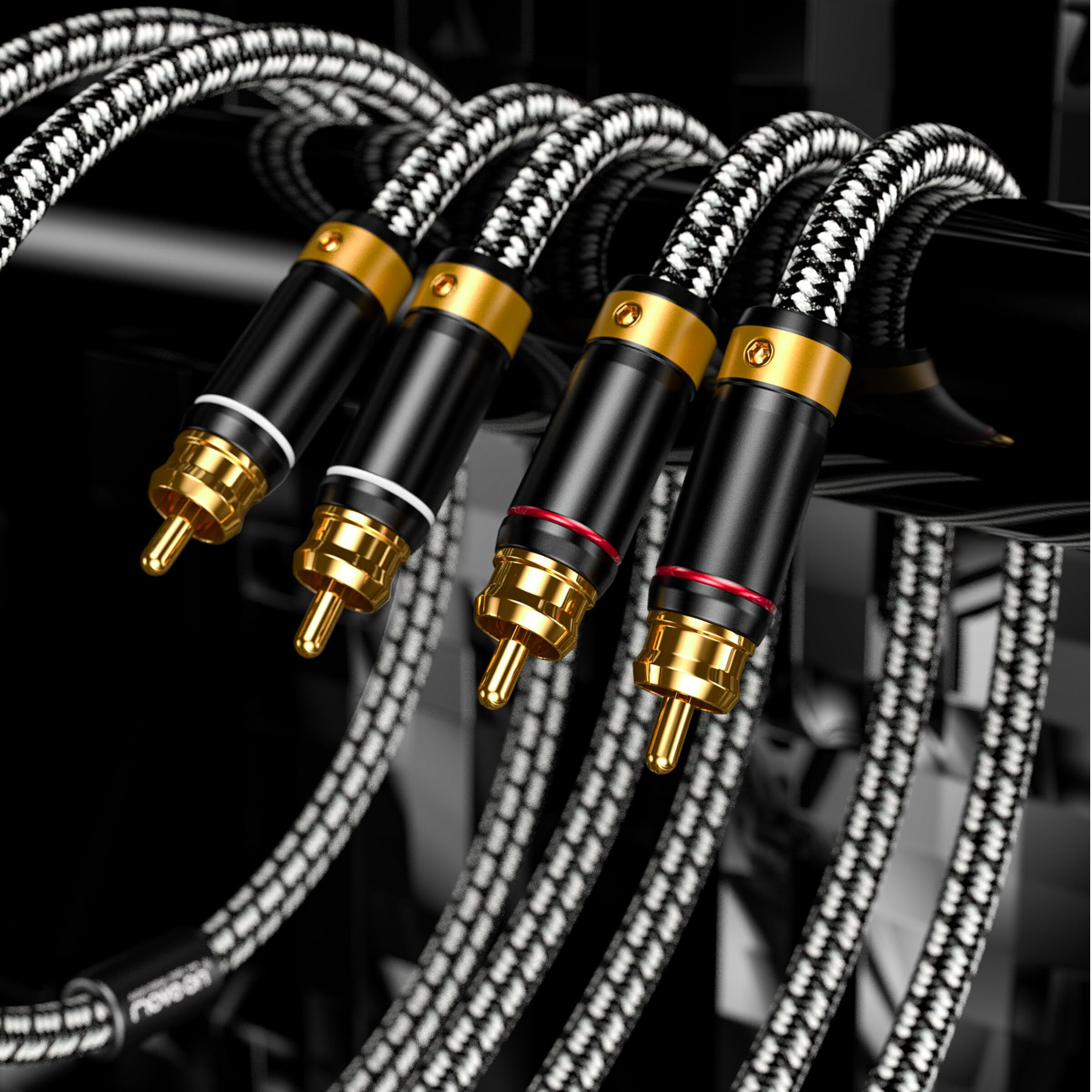 Wekuant Audiophile Rca Cable 4.9Ft(1.5M)  2 Rca Male To 2 Rca Male Hifi System Silvered-Plated Copper Core With Ferrite Cores  2 Pack