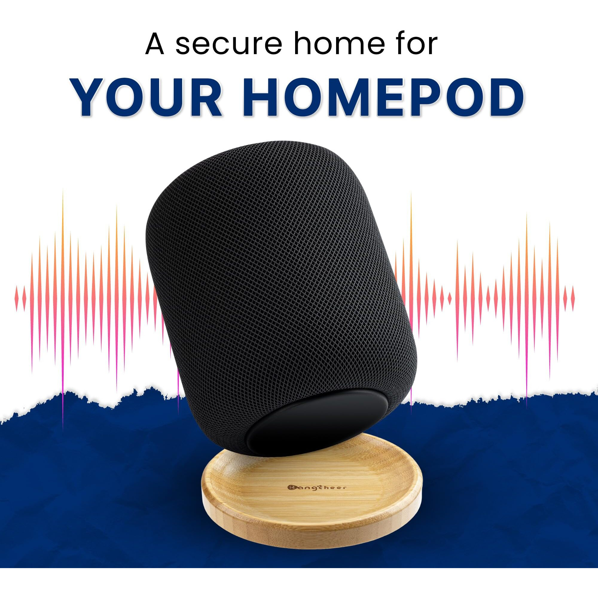 Bangcheer Bamboo Stand For Homepod/Homepod 2 With Non-Slip Feet And Scratch Resistant Elegant Space Saving Smart Speaker Bamboo Holder Enhance Home Audio Experience Of 2