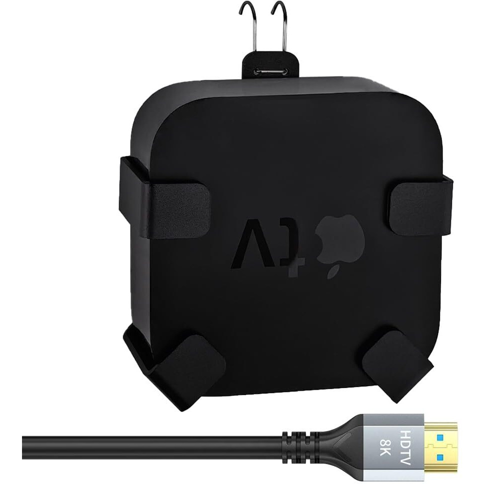 Ifcase Wall/Under Desk/Back Of Tv Mount Compatible With All Apple Tv Generations (Including All 4K Models) With Hdmi Cable 3.3Ft/1M