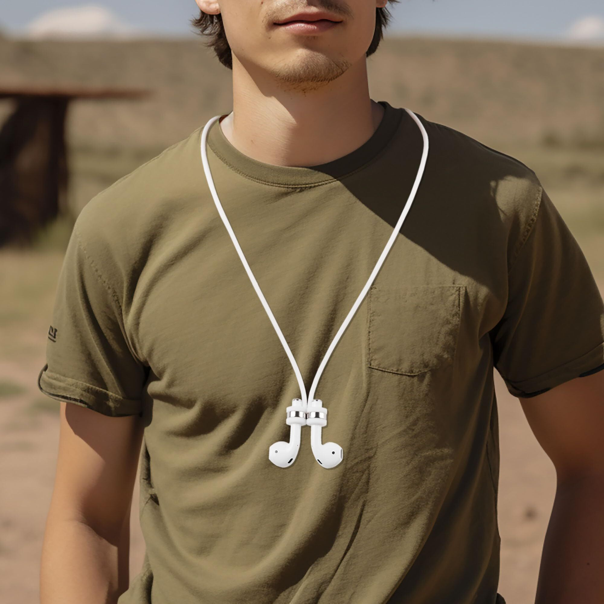 Guran 360 Strong Magnetic Earphone Strap Anti-Lost Cord Sports String For Airpods 3Rd 2Nd Generation Pro 3 2 1(White)