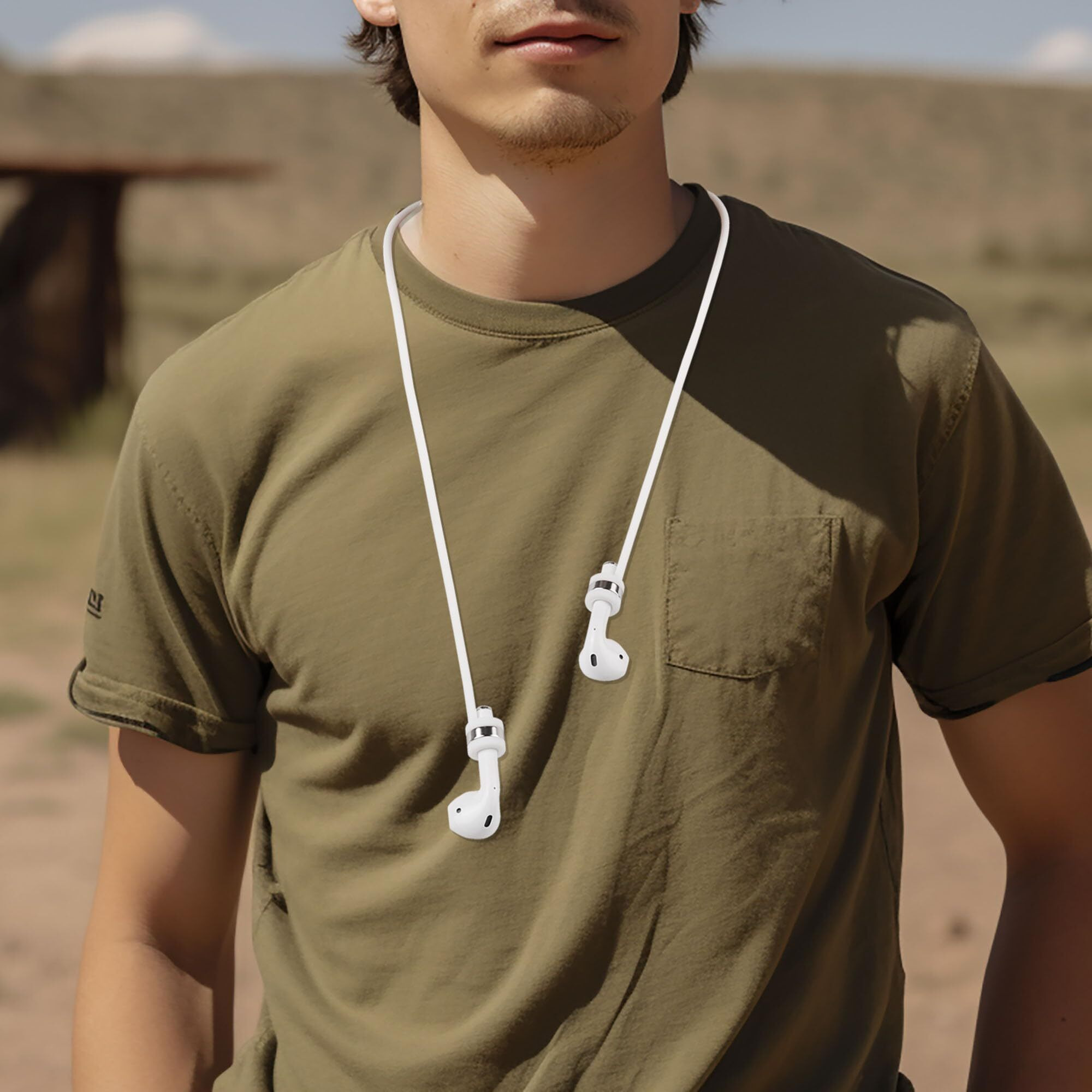 Guran 360 Strong Magnetic Earphone Strap Anti-Lost Cord Sports String For Airpods 3Rd 2Nd Generation Pro 3 2 1(White)