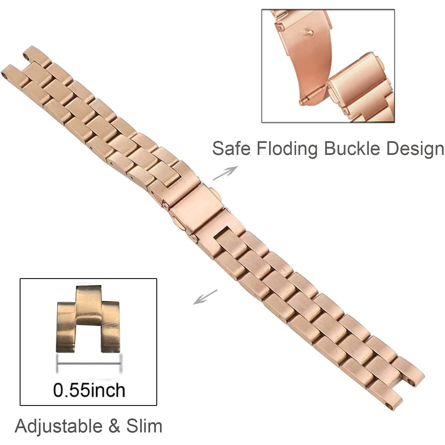 Eanwireless Compatible For Garmin Lily Band  Metal Classic Stainless Steel Replacement Slim Accessory Fit For Garmin Lily Smartwatch Women Dressy  Rose Gold