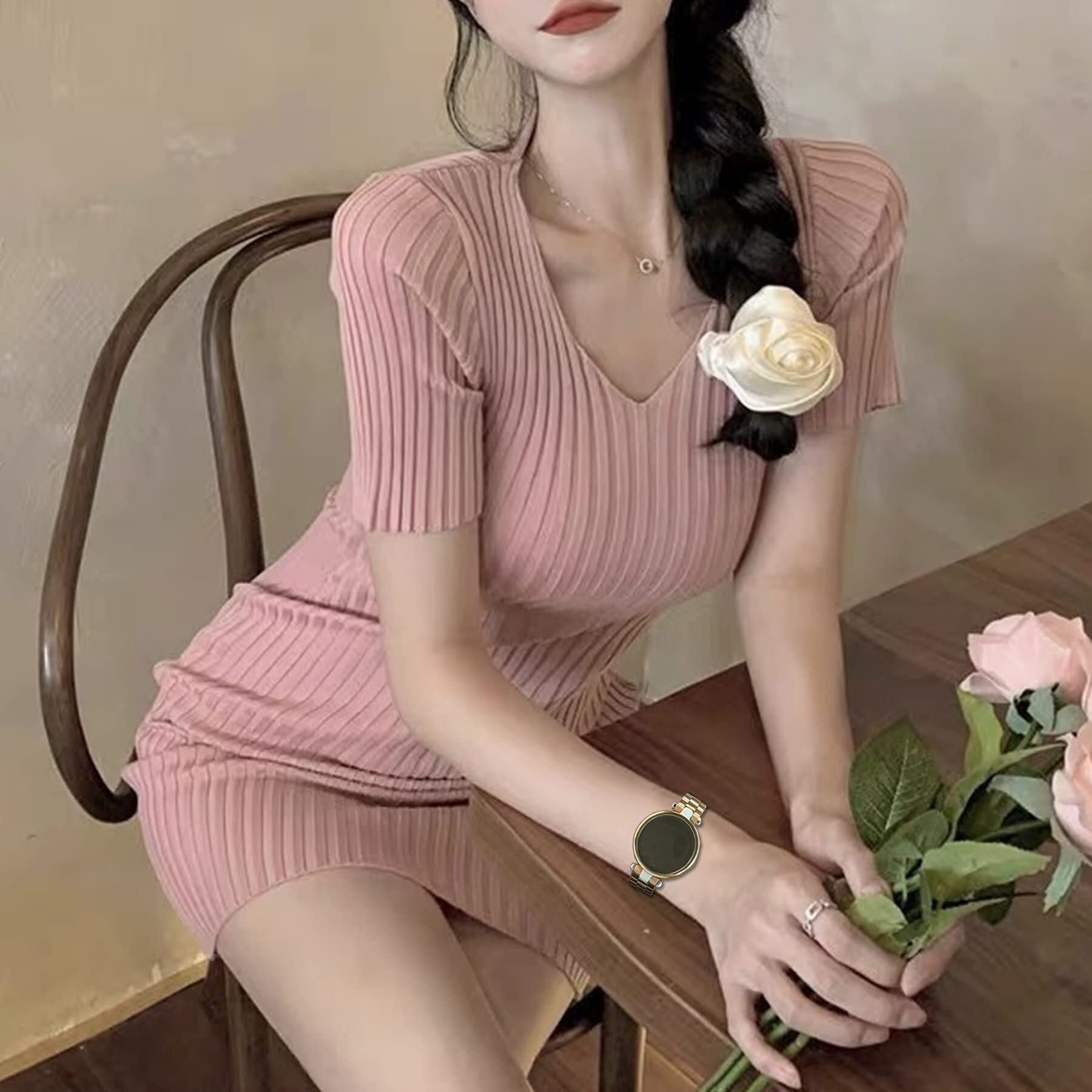 Eanwireless Compatible For Garmin Lily Band  Metal Classic Stainless Steel Replacement Slim Accessory Fit For Garmin Lily Smartwatch Women Dressy  Rose Gold