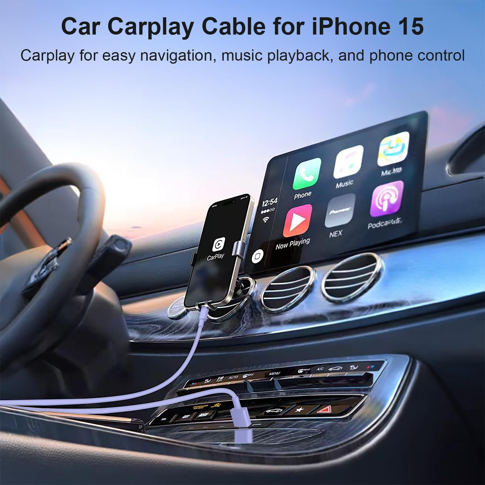 Wocoruo Usb To Usbc-C Cord 5Ft  [Mfi Certified] Usb C Cable Compatible With Iphone 15  Type C Charger Fast Charging Carplay Cable  Carplay Adapter Compatible With Iphone 15 (Purple)