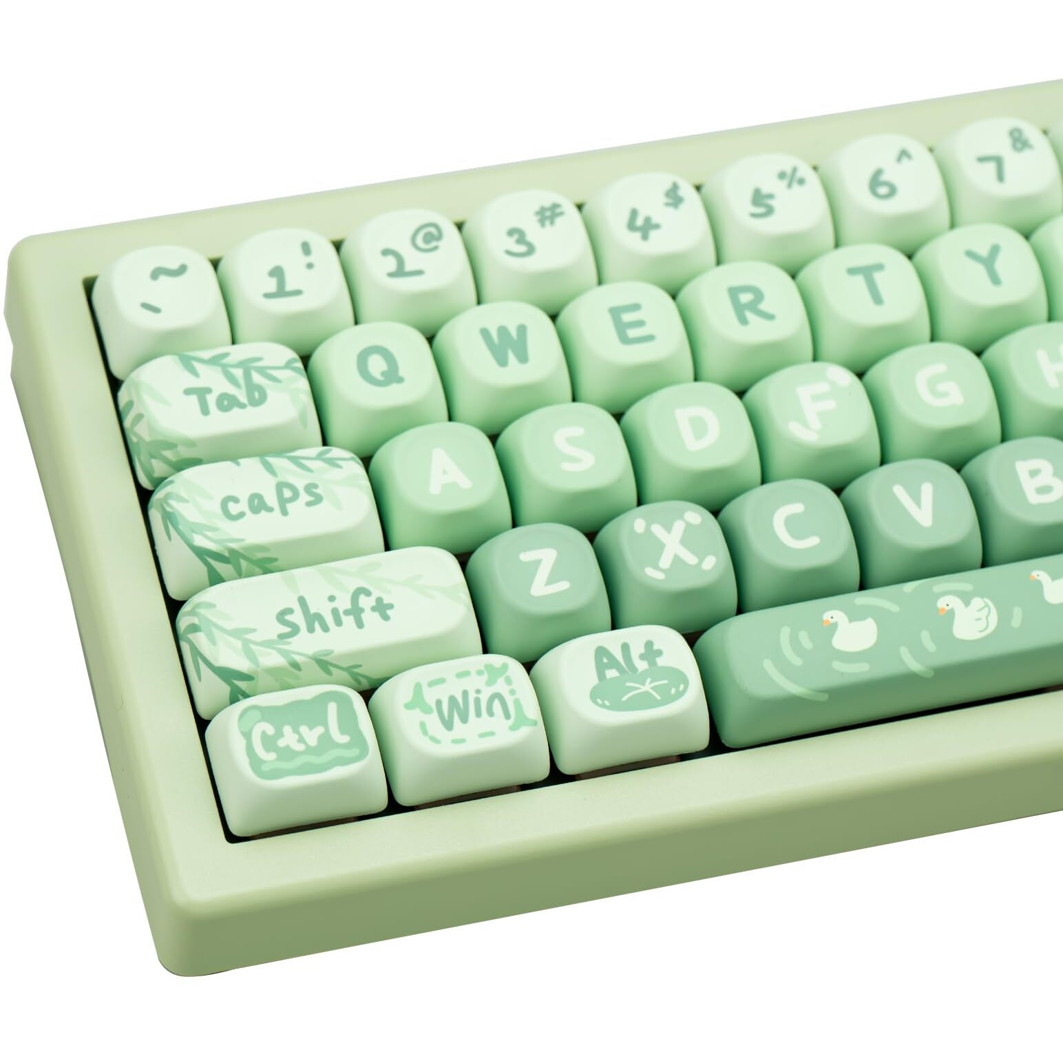 Coomickey Pbt Keycaps Moa Profile  Cute Keycaps Set  133 Keys Dye-Sublimation Keycaps With Key Puller For Cherry Gateron Mx Switches Mechanical Gaming Keyboard (Green Cartoon)