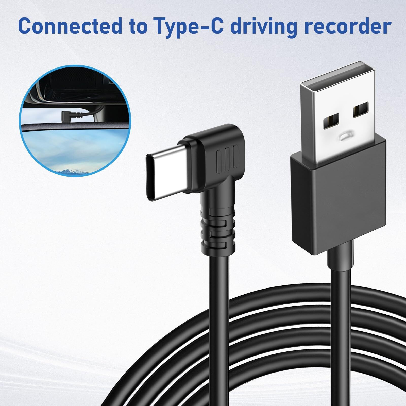 Dash Cam Charging Power Cable  Usb-C Car Charging Power Cable  MiniType-C Charging Cable  For Dash Cam/Rearview Mirror/Camera Charging Cable (Not Suitable For Transmission Power) (Type-C 16.5Ft)