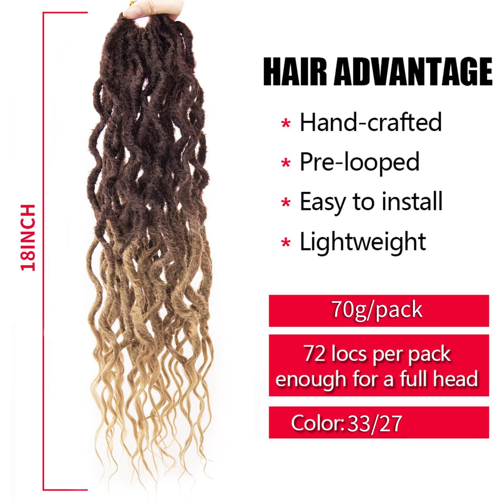 Faux Locs Crochet Hair 24Inch Goddess Locs Crochet Hair  6Packs Crochet Locs Soft Locs Curly Ends Faux Locs Synthetic Locs Crochet Hair Crochet Braids For Black Women Human Hair(33/27  24'')