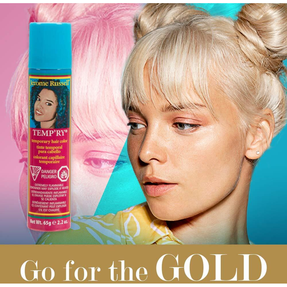 Jerome Russell Temp'Ry Spray-On Gold Hair Color  Non-Permanent  Easy To Apply And Wash Off  2.2 Ounce  3-Pack