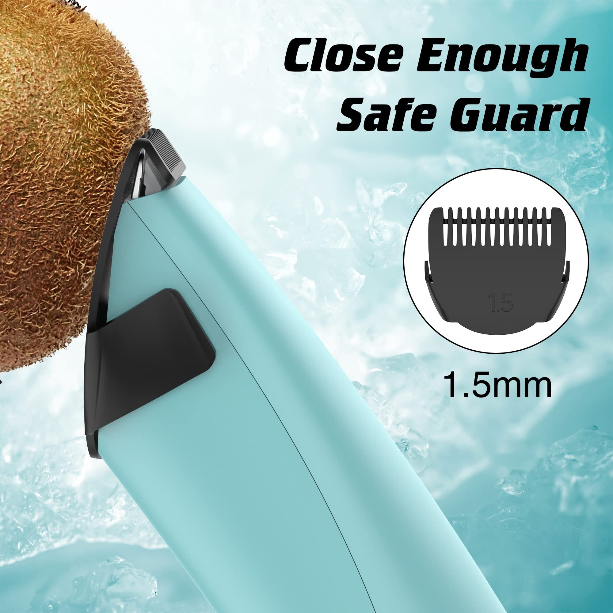 Vikicon Body Groomer For Men Waterproof Groin & Pubic Hair Trimmer Electric Body Shaver With Charging Dock And 1.5Mm Close Shave For Beard/Chest/Armpits/Groin/Legs Anti Snagging Technology (Blue)