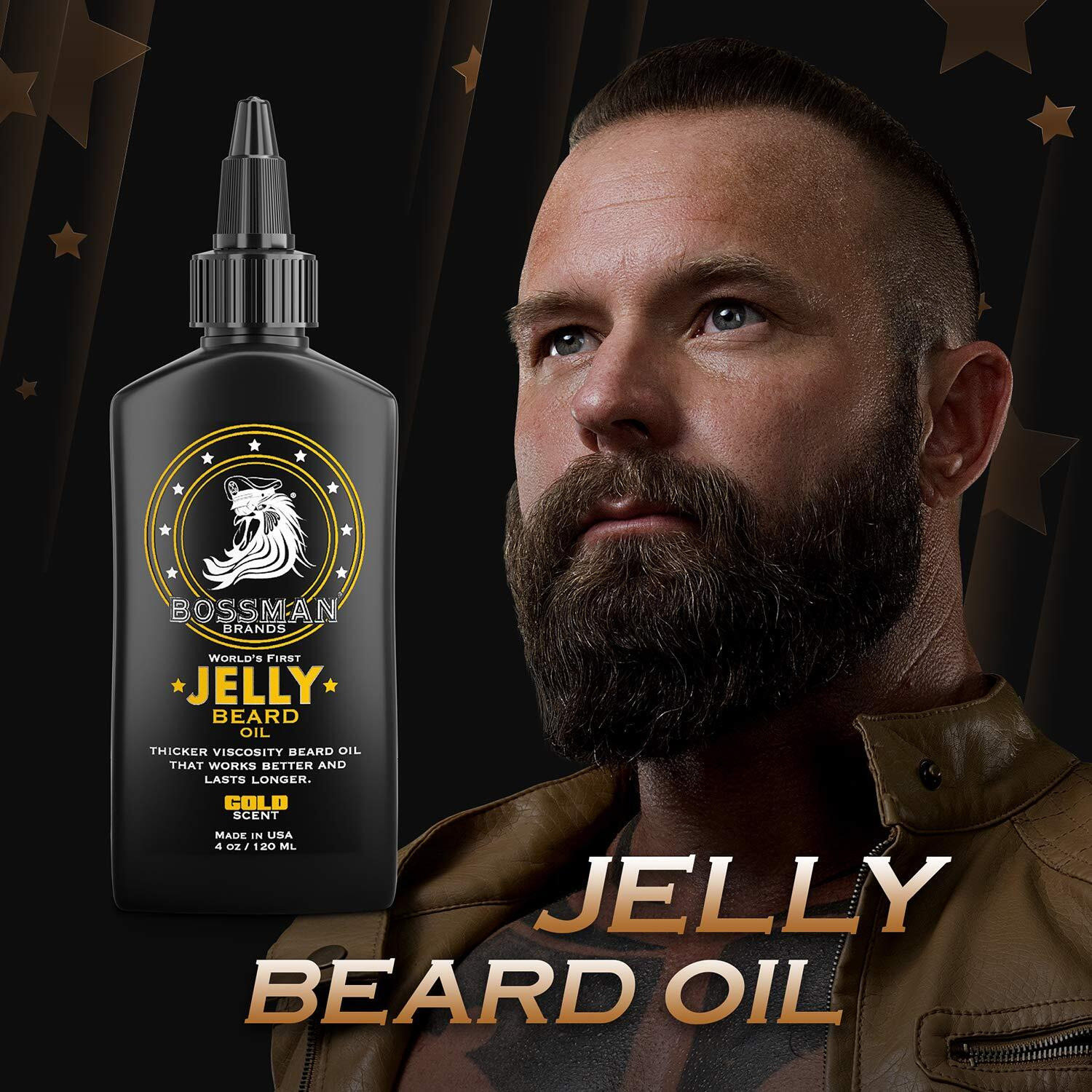Bossman Beard Oil Jelly (4Oz) - Beard Growth Softener  Moisturizer Lotion Gel With Natural Ingredients - Beard Growing Product (Gold Scent)