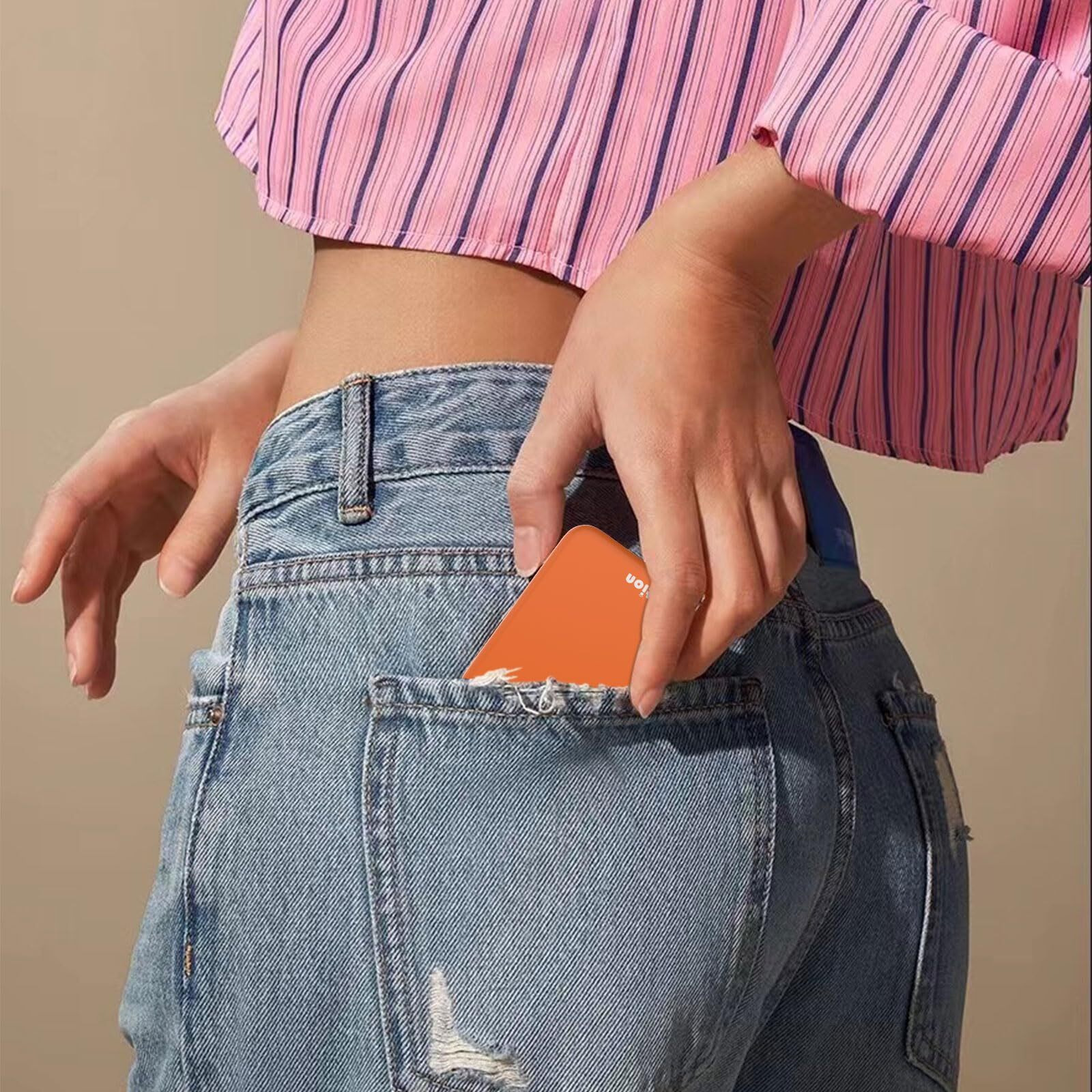 Kintion Rechargeable Pocket Mirror  Double Sided 1X/3X Magnification Compact Vanity Mirror  3 Color Lights  Dimmable  Small Portable Wallet Mirror  Lighted Travel Mirror For Women Gifts  Orange