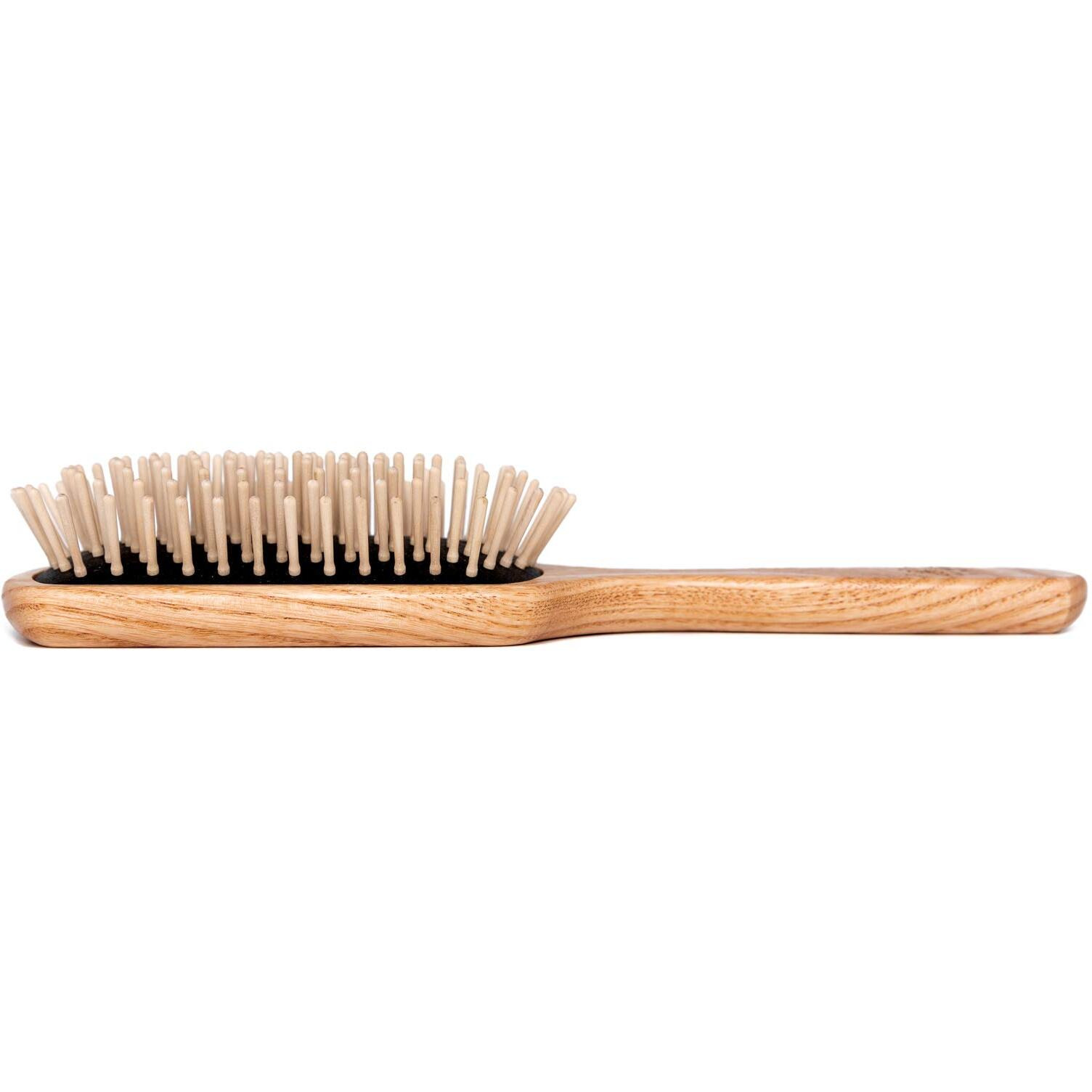 Tek - Large Rectangular Ash Wood Brush Handmade In Italy  With Short Tooth  For Medium-Long  Long And Straight Hair - 22 X 6.5 Cm