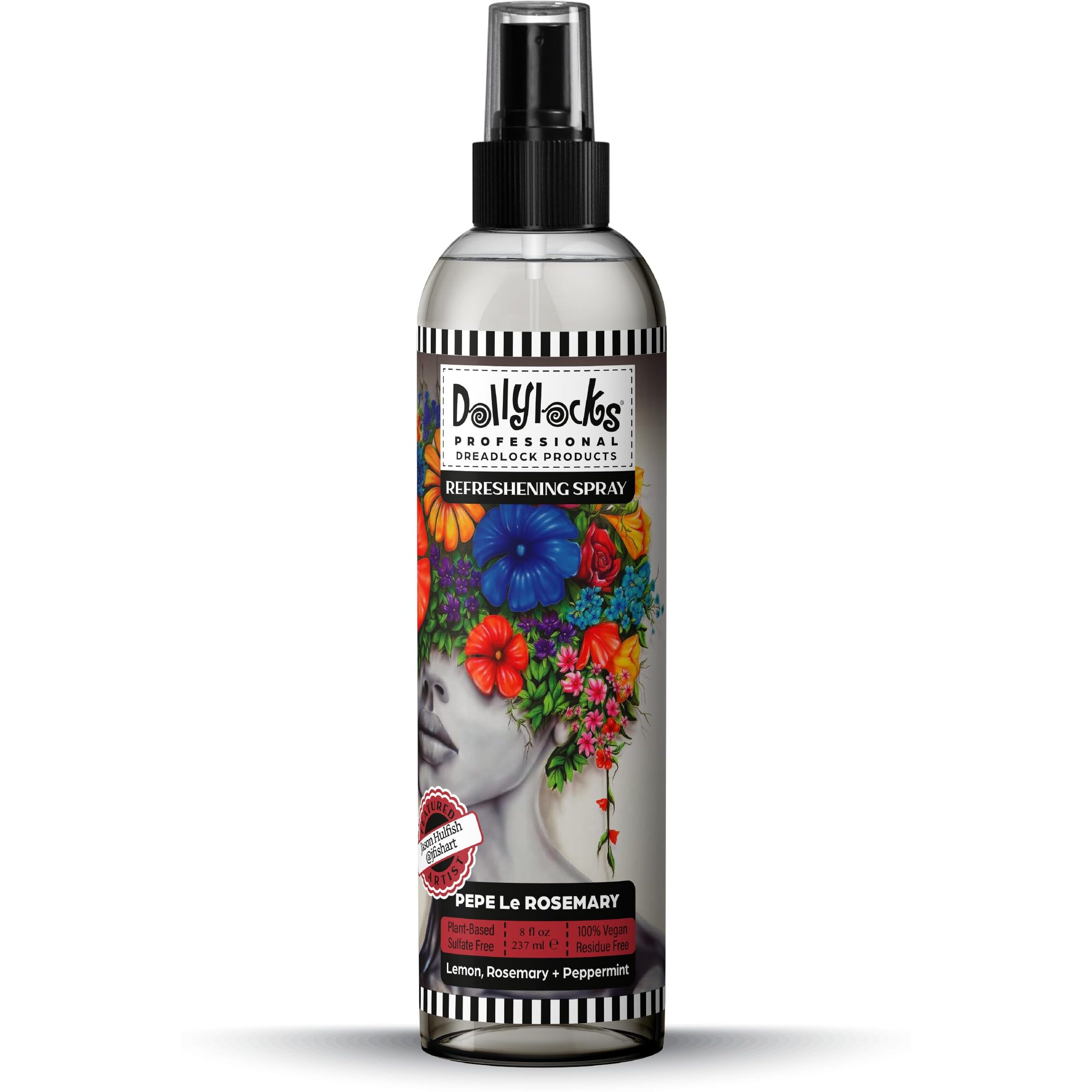 Dollylocks Dreadlock Refreshening Spray For Locs - Pepe Le Rosemary  Lemon Rosemary Peppermint - Residue-Free And Sulfate-Free Loc And Scalp Refreshing Spray For Dreadlocks  8Oz