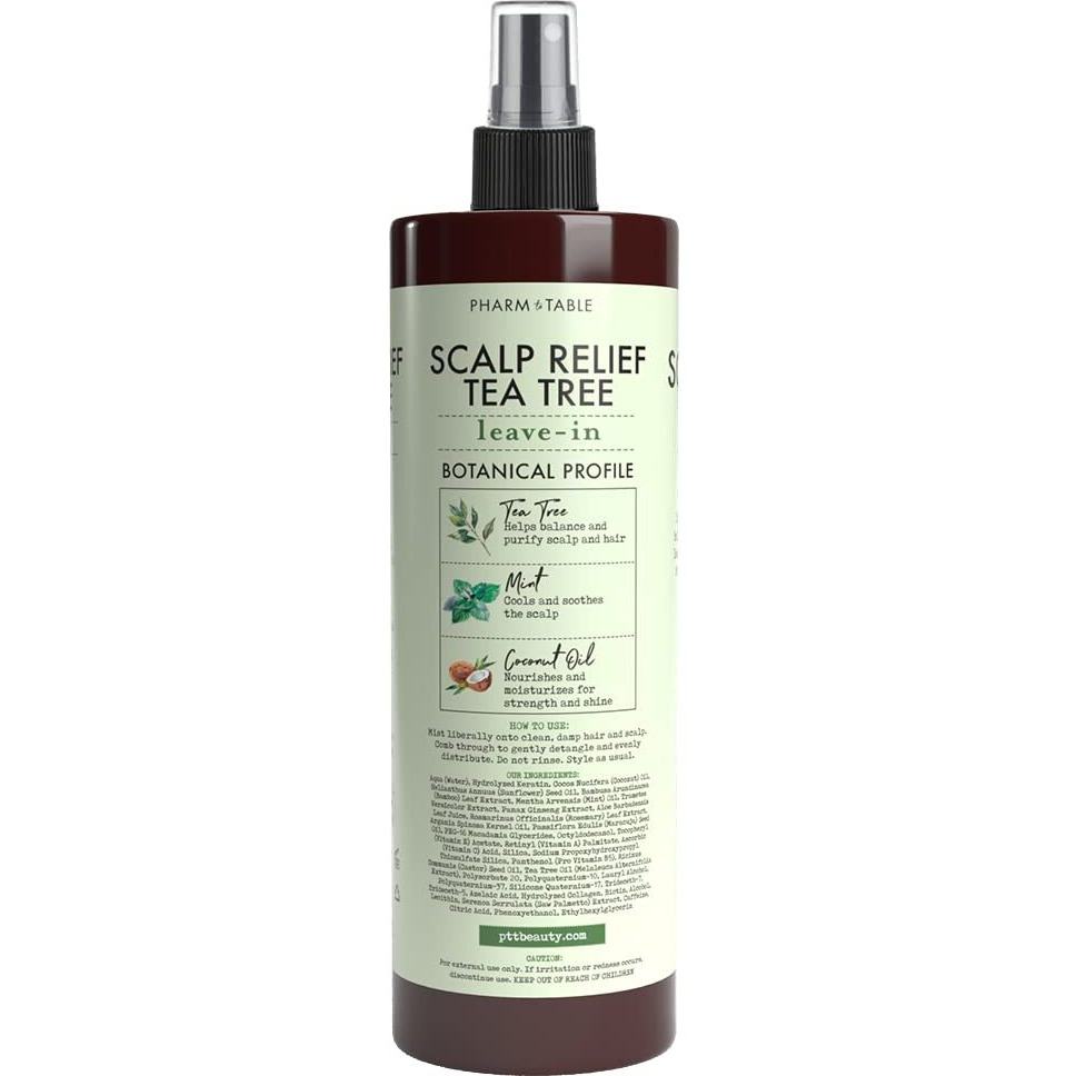 Pharm To Table Scalp Relief Tea Tree Leave-In Conditioner  Relieve Itchy  Dry Scalp  Detangles Hair  240Ml/8 Fl Oz