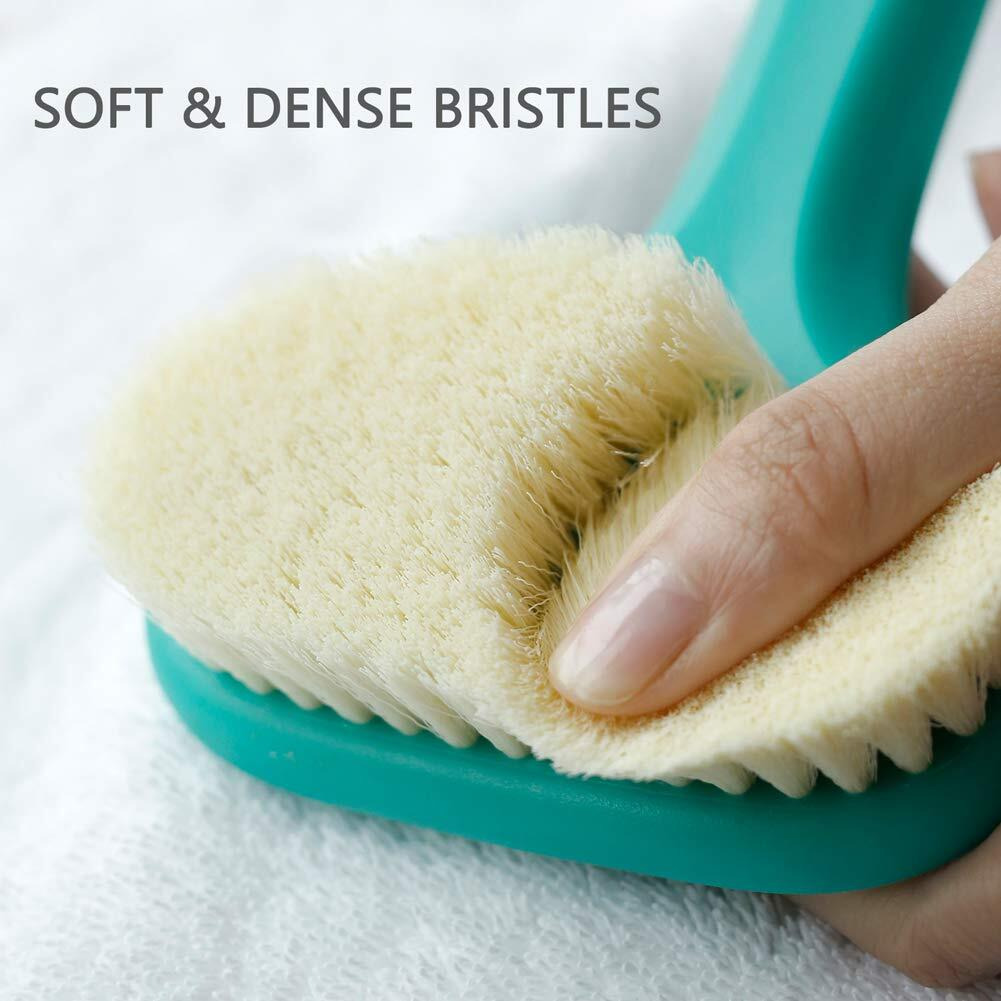 Upgraded Bath Body Brush With Comfy Bristles Long Handle Gentle Exfoliation Improve Skin 's Health And Beauty Bath Shower Wet Or Dry Brushing Body Brush (14 Inch  Green)