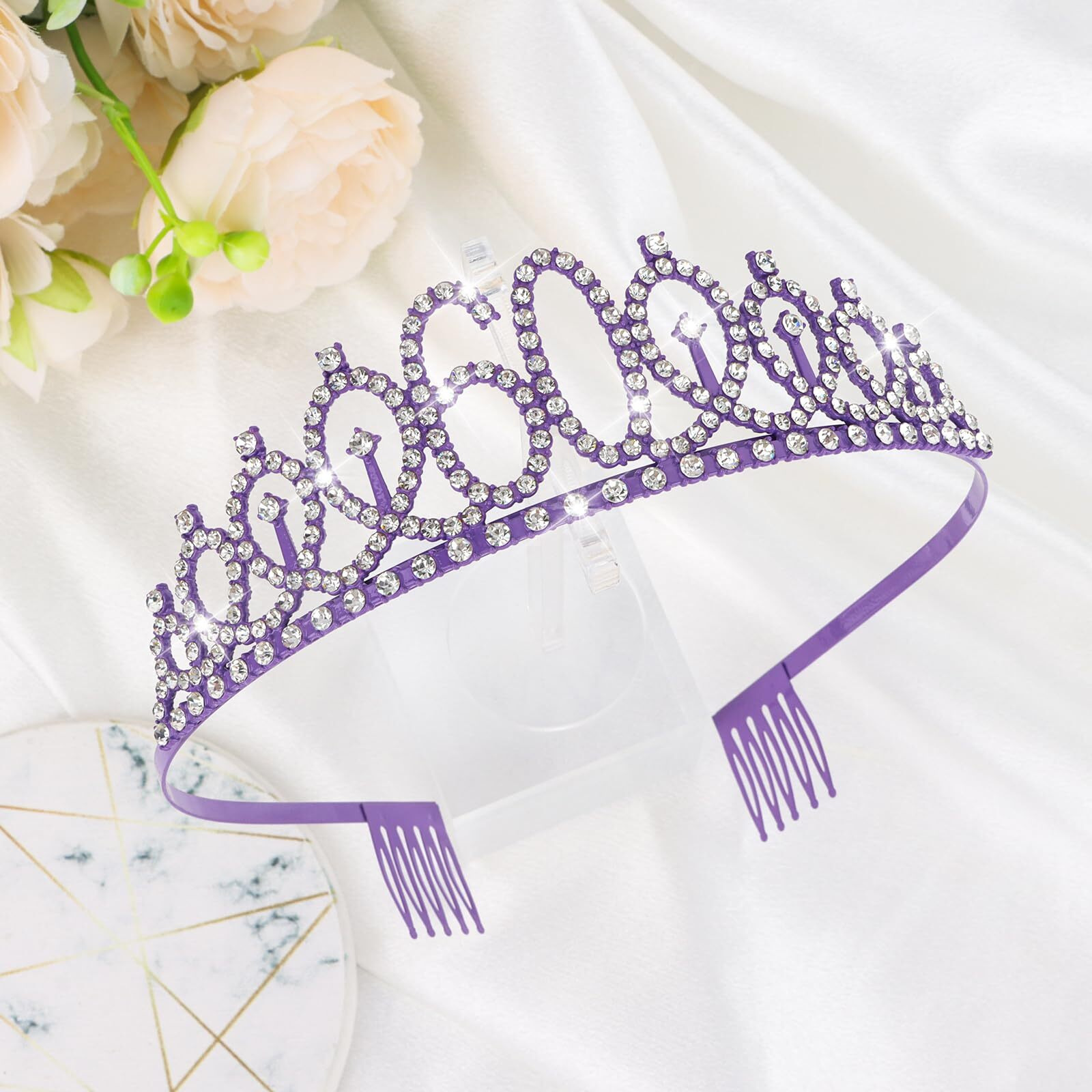Cieher 60Th Birthday Gifts For Women  Purple 60Th Birthday Crown + 60 & Fabulous Birthday Sash  Purple 60Th Birthday Decorations Women 60Th Birthday Sash For Women
