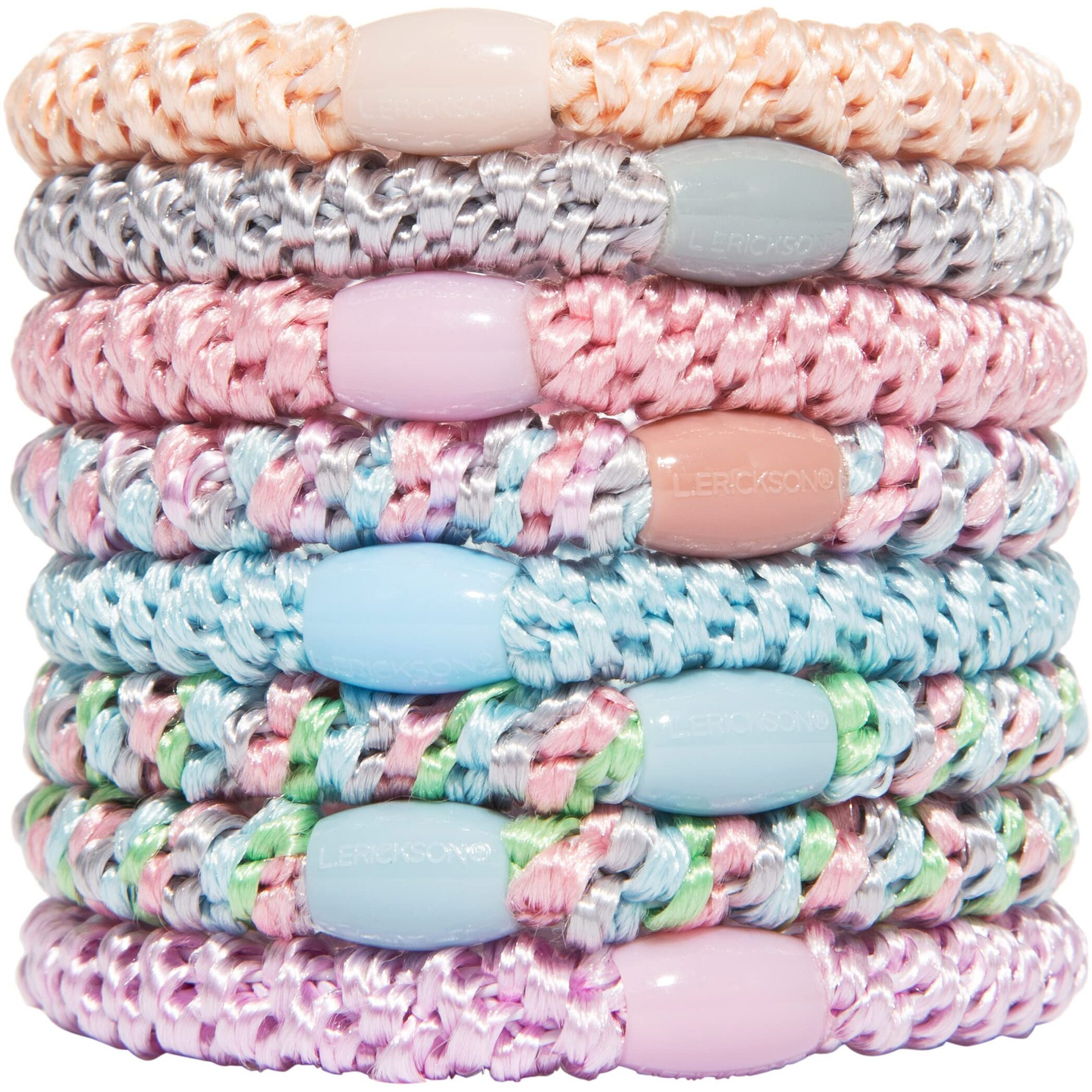 L. Erickson Grab & Go Pony - Tutu - 8 Pack Ponytail Holder Hair Ties - Mixed Colors