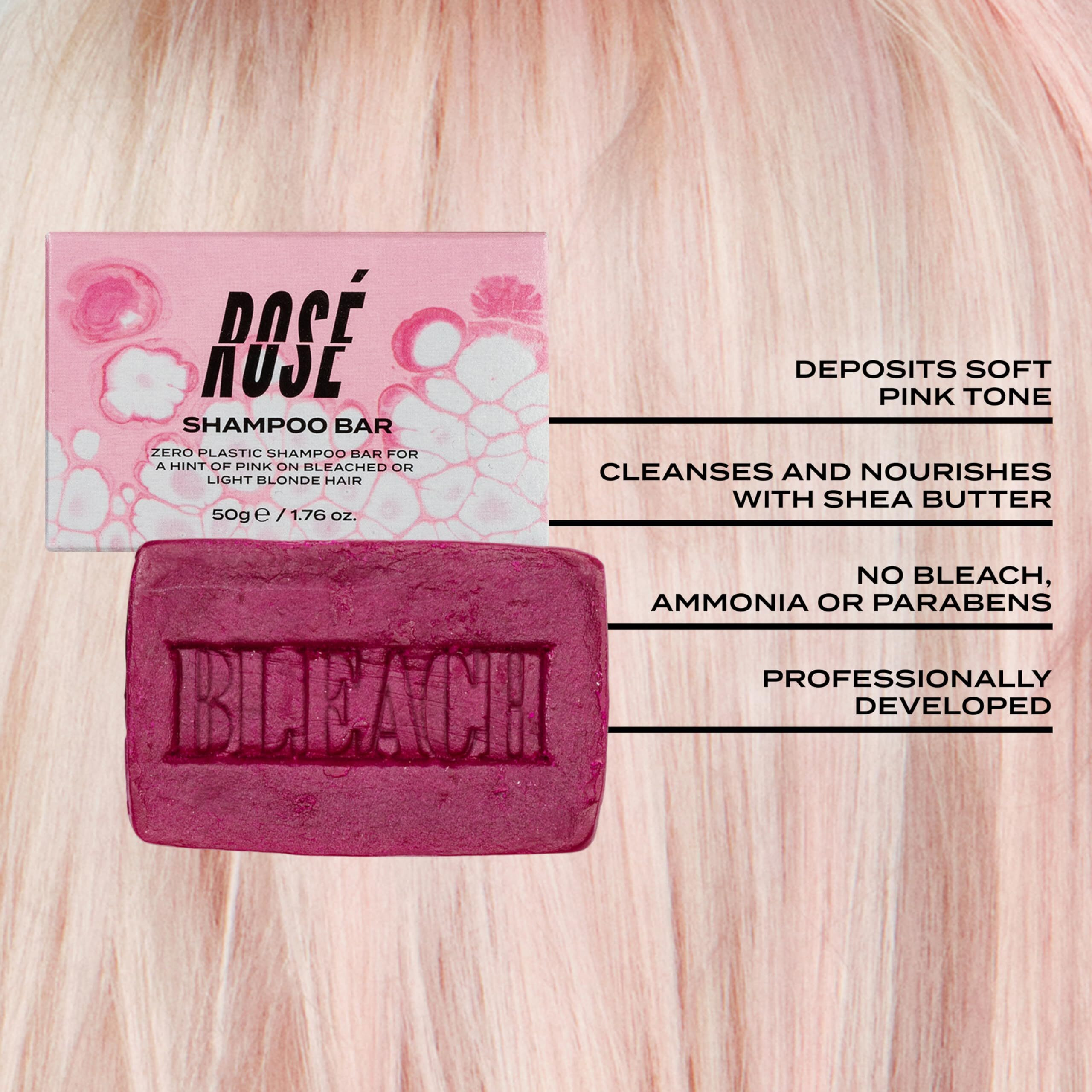 Bleach London Rose Shampoo Bar - Pale Pink Rinse  Vegan  Cruelty Free  Colour Protected Clean  Colour Depositing Formula  250 Ml