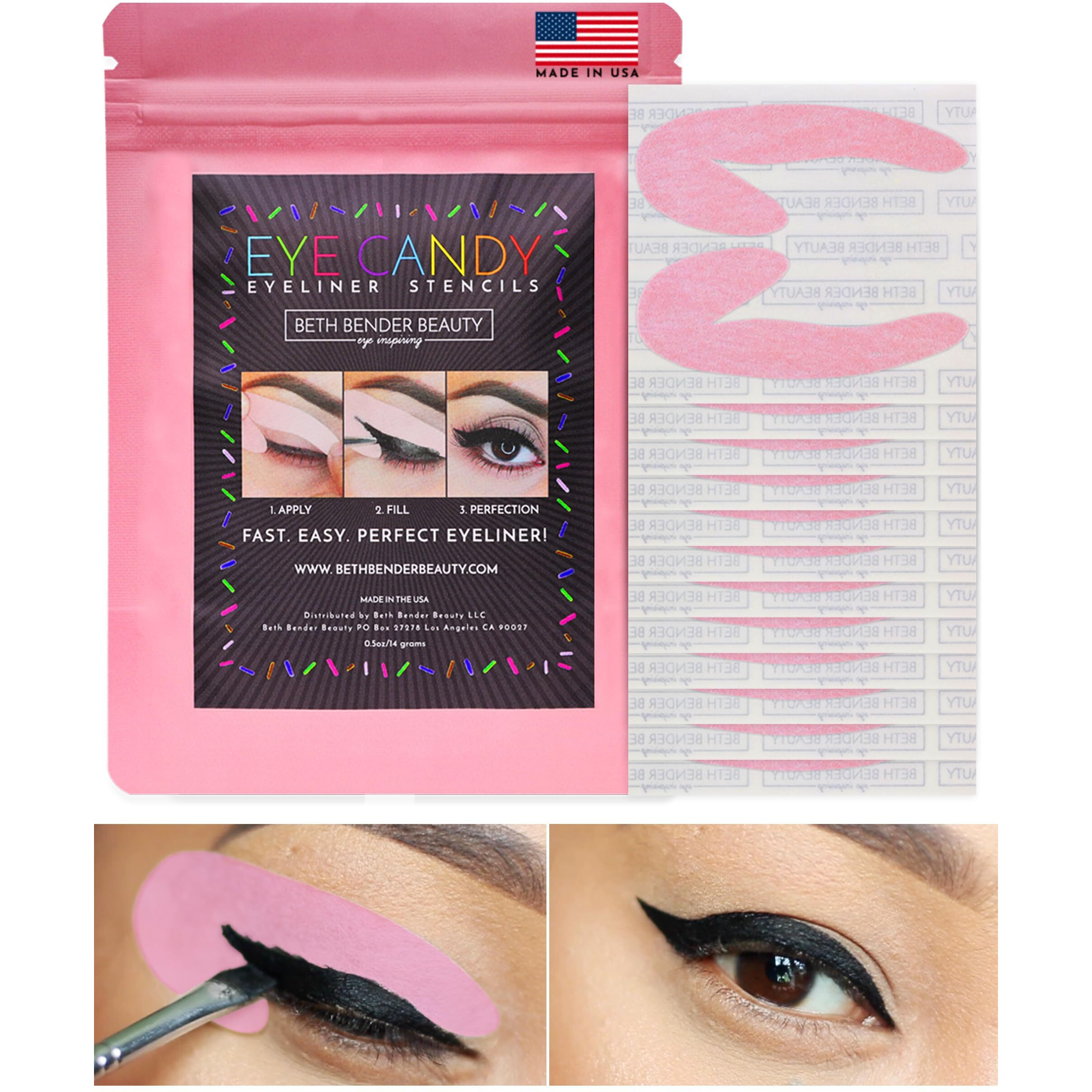 Eyeliner Stencils | Cat Eyeliner Stencil & Winged Eyeliner Tool | Made In Usa & Created By Celebrity Makeup Artist | Reusable And Flexible Eyeliner Tape & Eyeshadow Tape | 24 Stencils